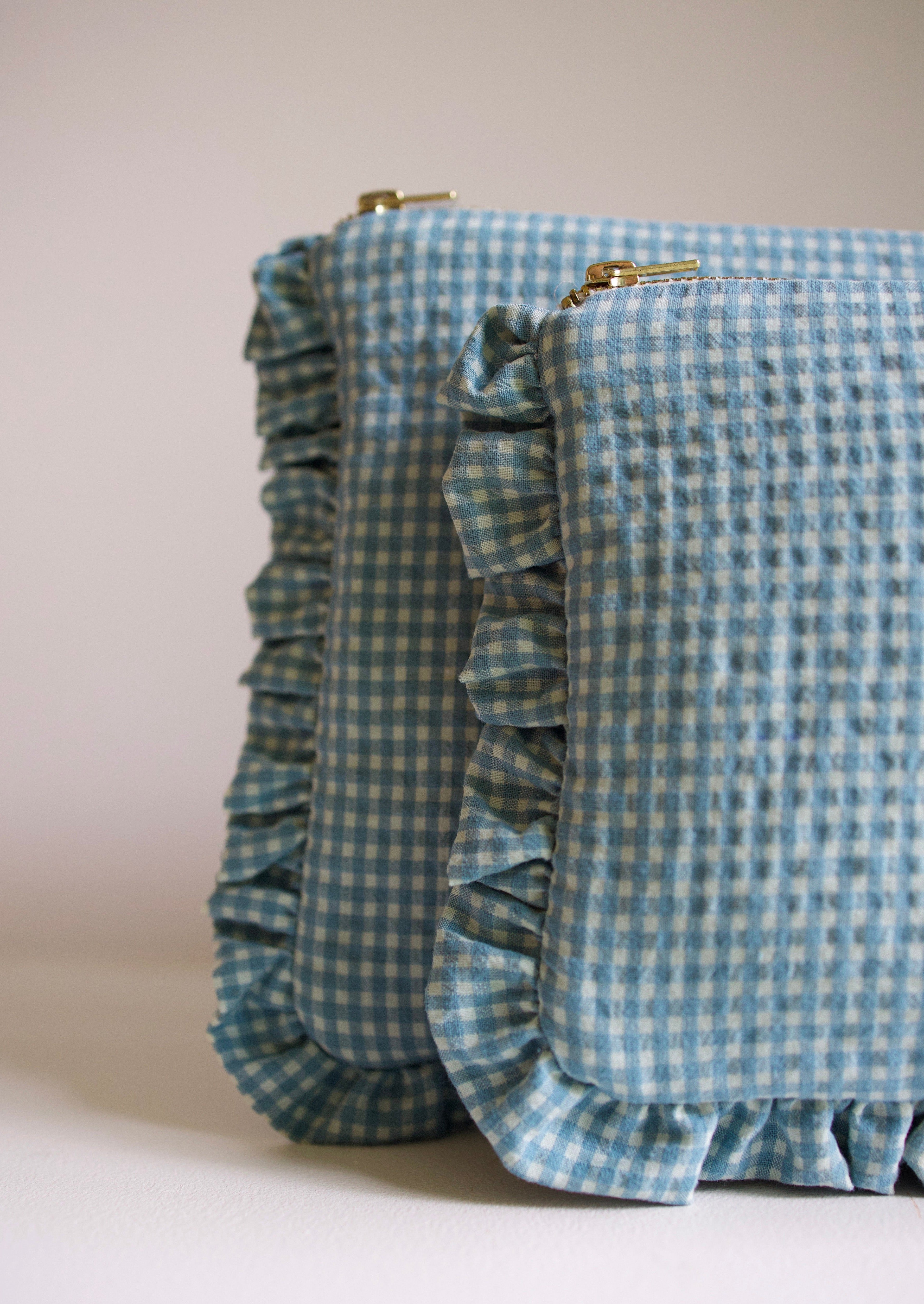 Vichy Blue Zipped Pouch for Women - Stylish Cosmetic Bag, Travel Organizer & Makeup Case - Perfect for Toiletries, Jewelry & Small Essentials