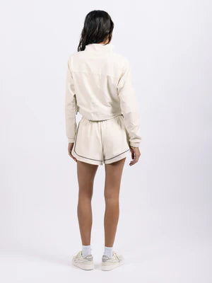 Fore te Nicole Cropped Jacket in Ecru - Stylish Women's Lightweight Spring Jacket for Casual Outings & Date Nights