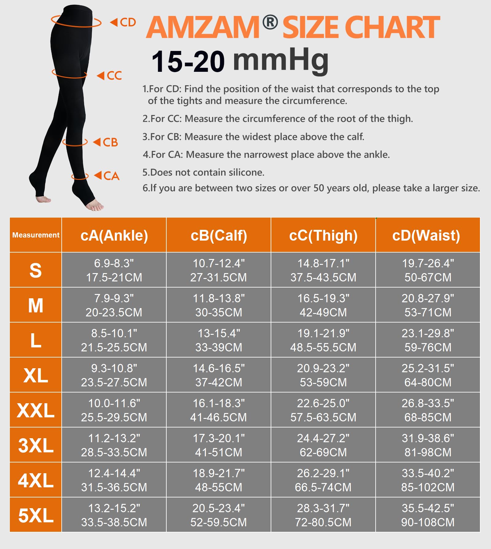 AMZAM® 15-20 mmHg Medical Compression Stockings for Women & Men - Waist High Opaque Toeless Tights for Edema, Varicose Veins & DVT - Black XL - Perfect for Travel, Pregnancy & Post-Surgery Recovery