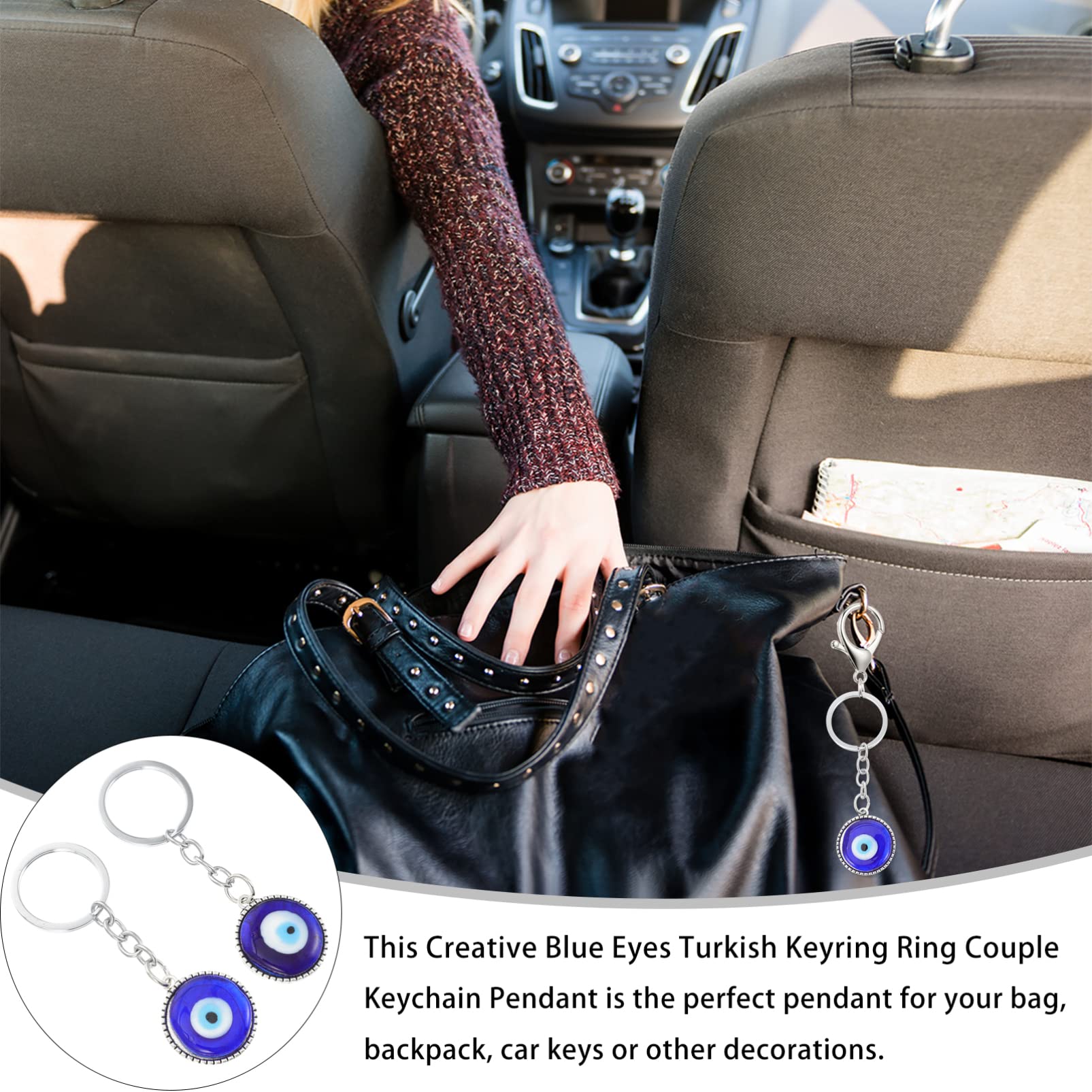 Evil Eye Keychain - Blue Amulet Pendant for Car & Home (2pcs)