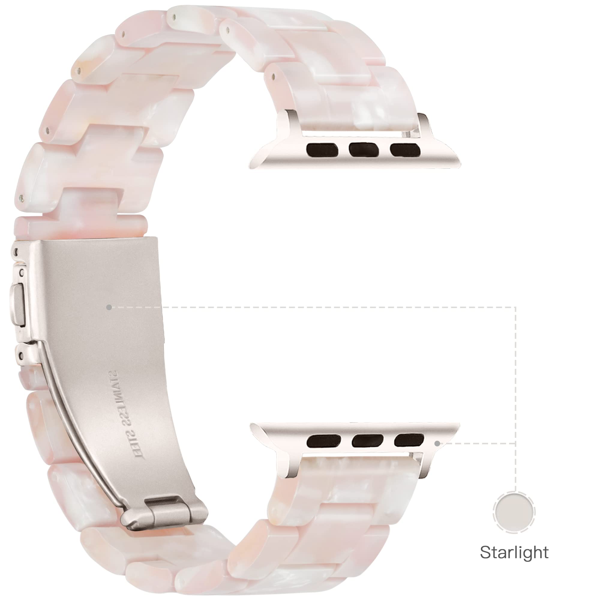 Premium Resin Apple Watch Bands Compatible with Series 1-10, SE, Ultra & Ultra 2 (42mm/44mm/45mm/46mm/49mm) - Lightweight Flower Pink Strap for Women & Men - Perfect for Workouts, Office & Everyday Wear