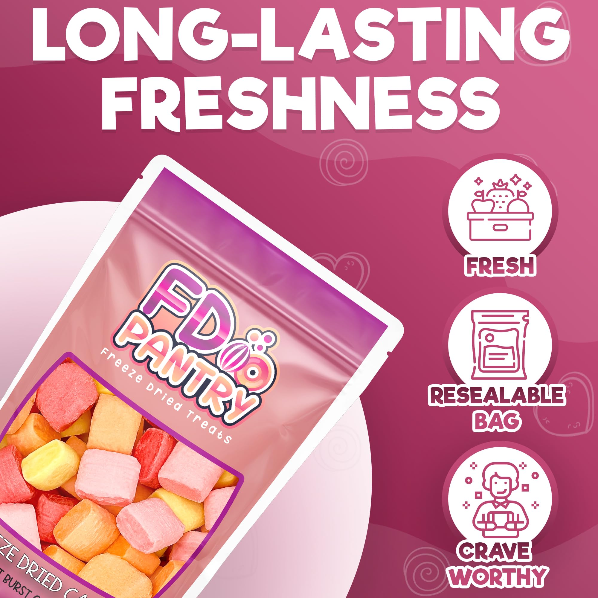 Freeze Dried Fruit Bursts Candy - 5oz Assorted Flavors (Cherry, Strawberry, Lemon, Orange) | Healthy Sweet Snacks, Party Favors & Gift Ideas | Perfect for Office Treats, Road Trips and Movie Nights