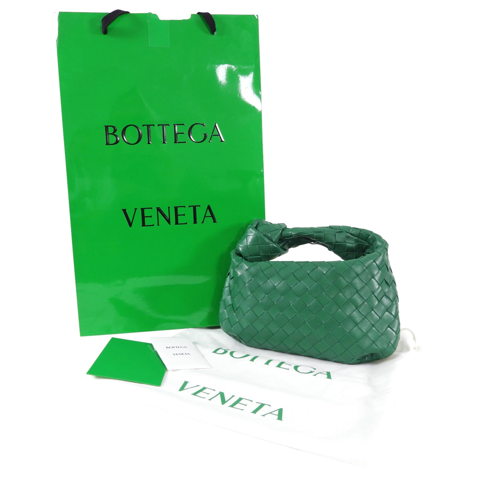 Bottega Veneta Mini Green Jodie Intrecciato Leather Hobo Bag - Luxury Crossbody Purse for Women, Perfect for Date Night & Everyday Use