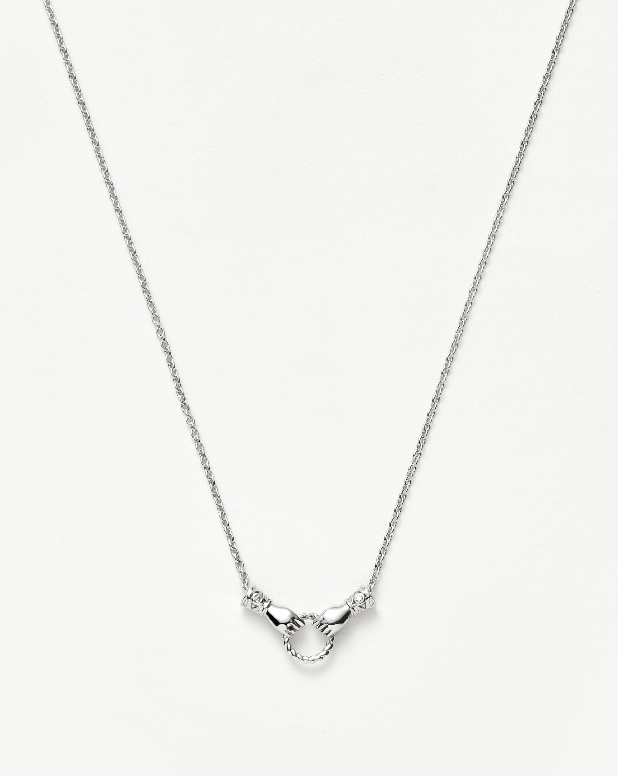 Harris Reed In Good Hands Mini Pendant Slider Necklace - Silver Plated Cubic Zirconia & Black Onyx Jewelry for Women | Perfect for Date Night, Party & Everyday Wear