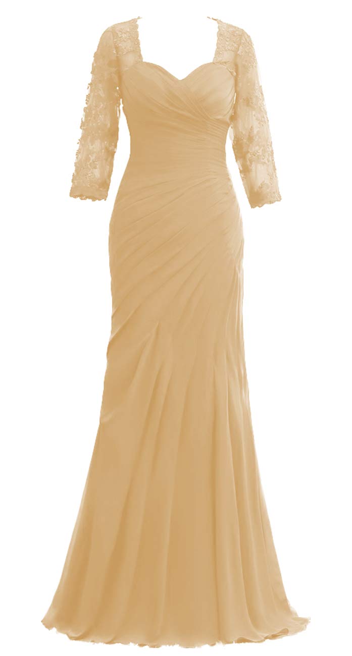 Elegant Mother of The Bride Dresses - Lace Long Sleeve Chiffon Evening Gowns for Women | Formal Wedding Guest Dress for Special Occasions & Ceremonies
