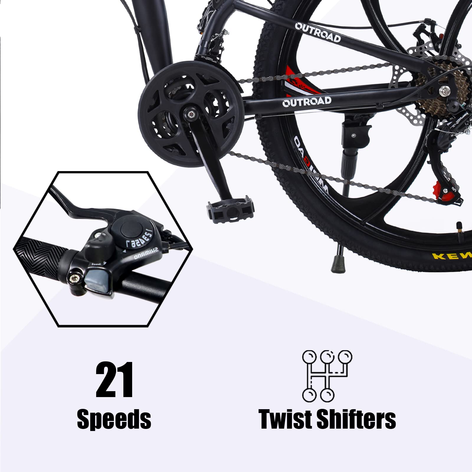 26 Inch Folding Mountain Bike for Adults - Carbon Steel Frame, 21 Speed Gears, Dual Disc Brake & Suspension - Easy Assembly Men's/Women's Bicycle (Black/Green/Orange) | Perfect for Commuting, Trail Riding & Outdoor Adventures