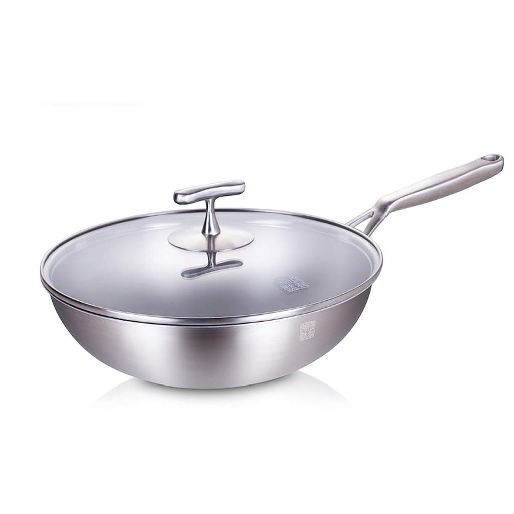 Premium Titanium Wok Pan - Induction Cooker Compatible, Uncoated & Non-Stick Titanium Cooking Pot with Stainless Steel Lid - Perfect for Stir-Fry, Sautéing & Asian Cuisine - Durable Kitchen Cookware (Color: A)