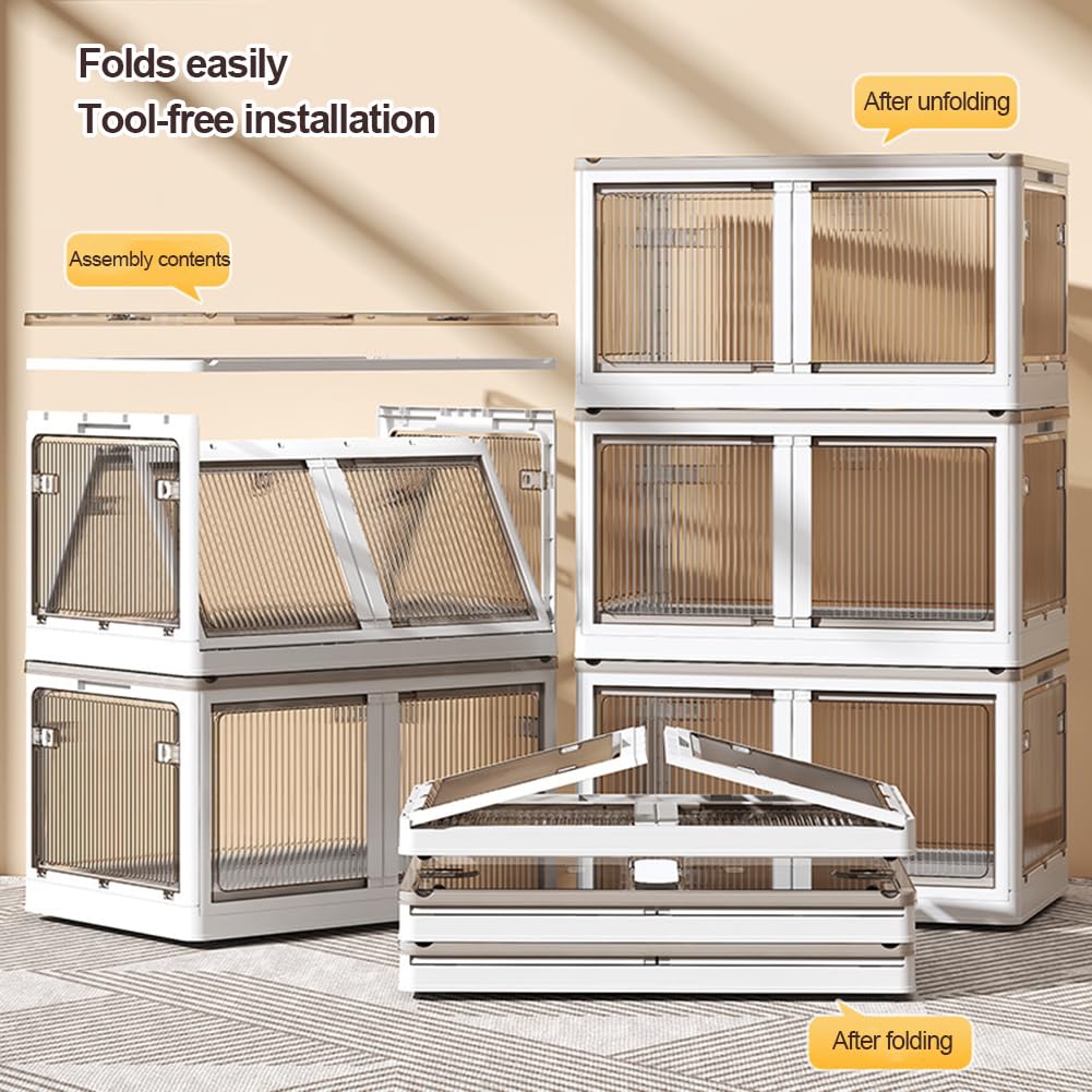 Clear Stackable Storage Box with Lid & Wheels for Home & Office