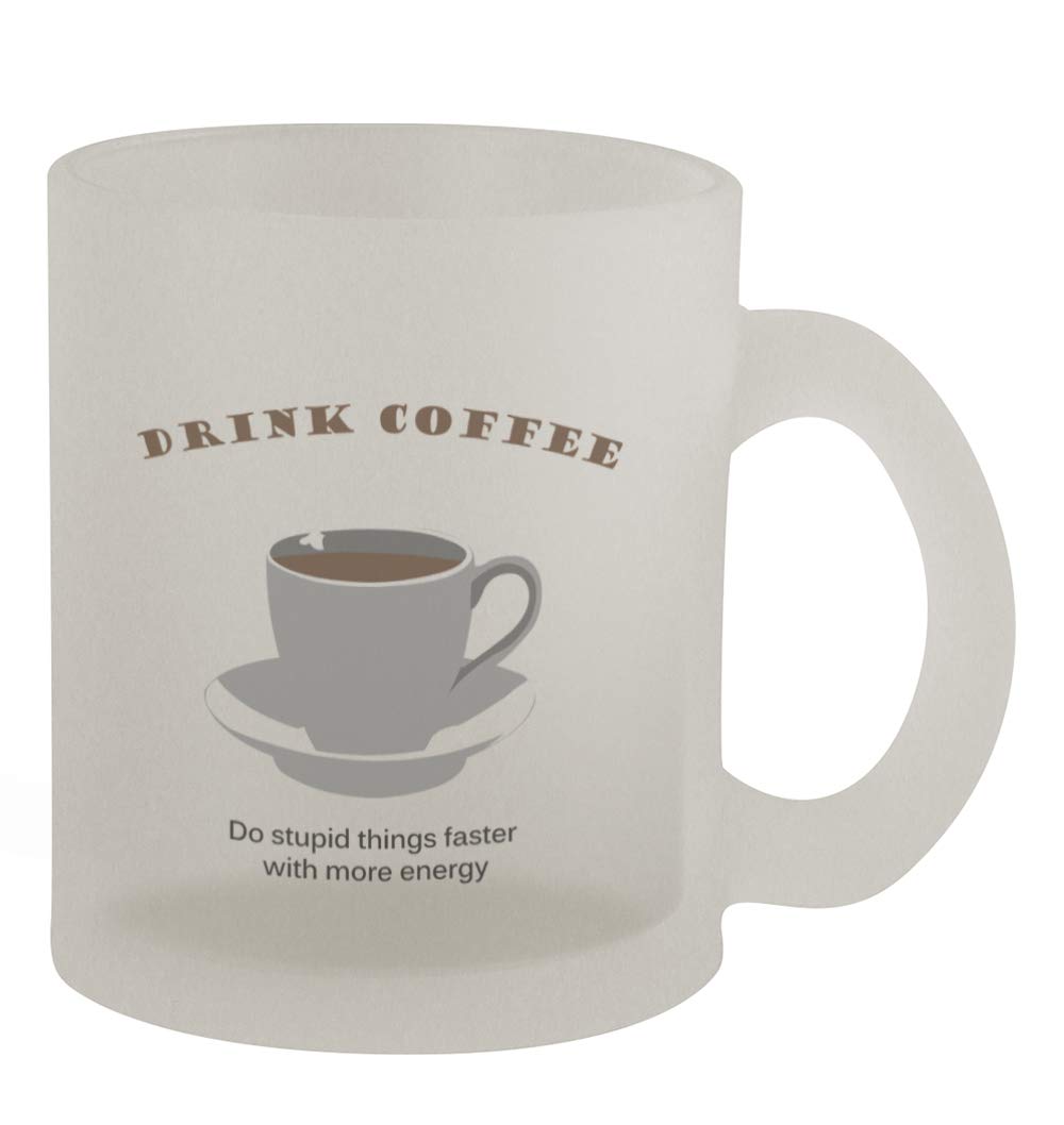 Middle of the Road Stupid Coffee #131 - 10oz Frosted Glass Coffee Mug with Funny Humor Design - Perfect for Office, Home Use & Gift Giving