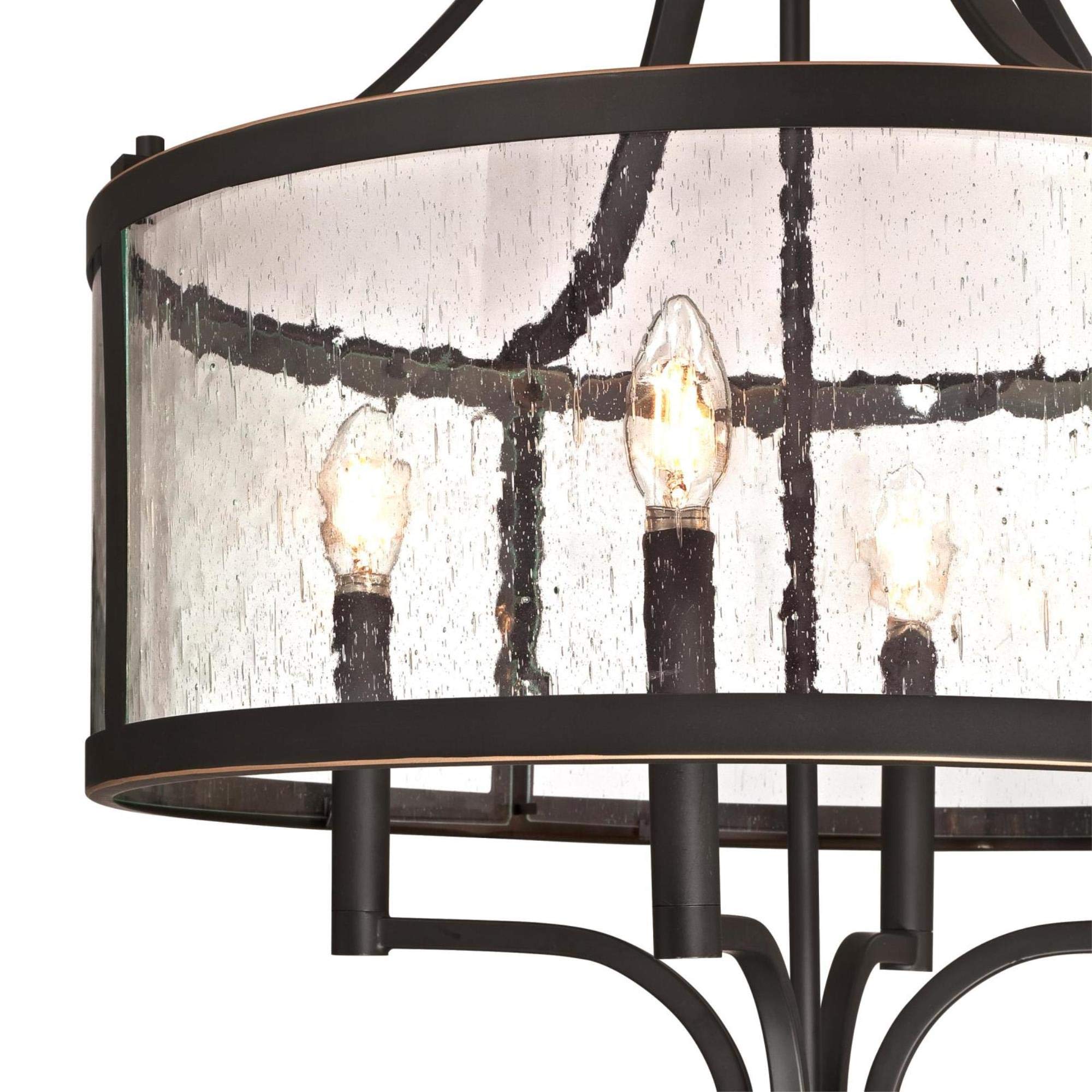 Westinghouse 6368400 Belle View 4-Light Chandelier - Oil Rubbed Bronze Finish with Clear Seeded Glass - Elegant Indoor Ceiling Light Fixture for Dining Room, Bedroom or Living Room Decor