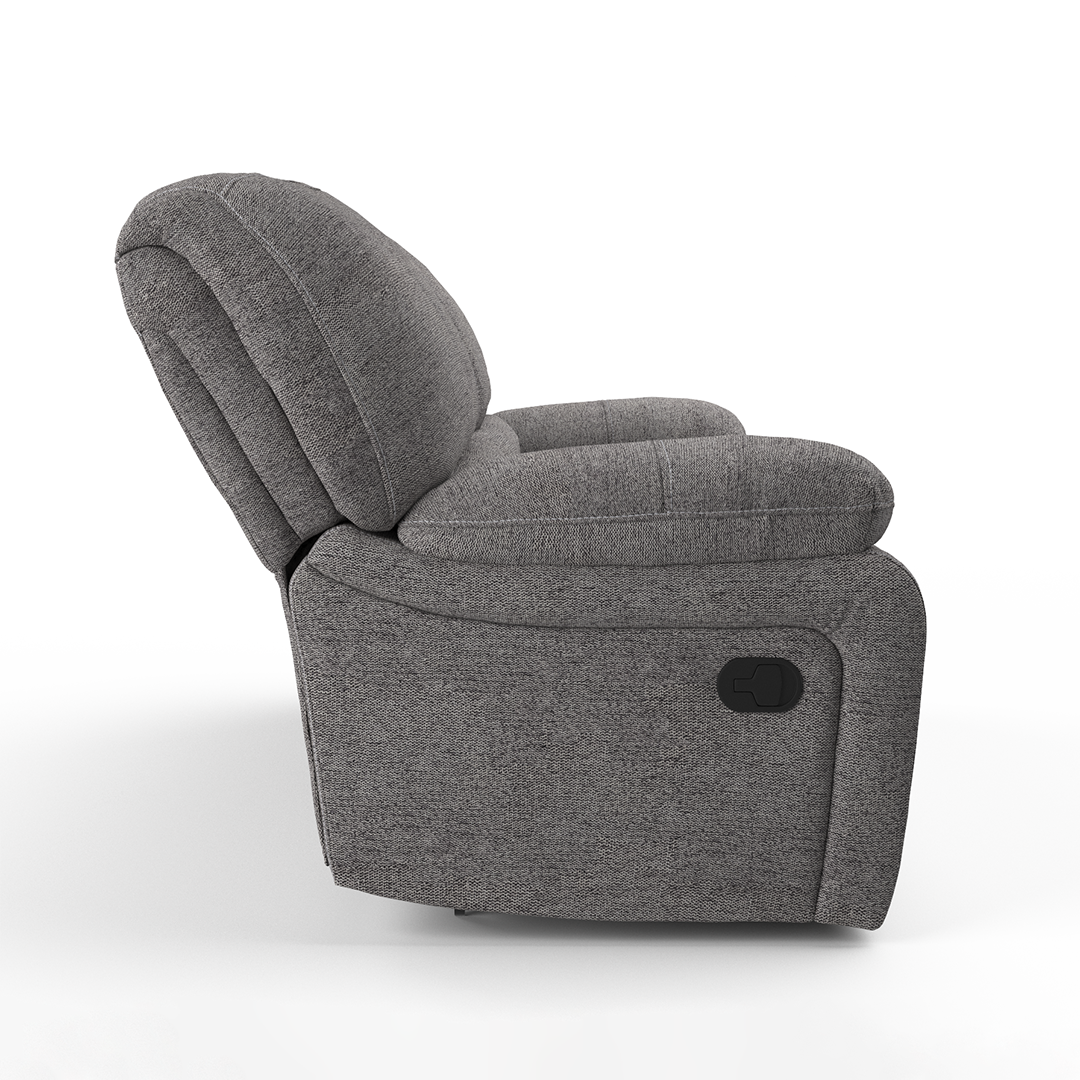 Kayce Manual Reclining Sofa - Comfortable 3-Seater Recliner Couch with Adjustable Backrest, Soft Fabric Upholstery for Living Room, Home Theater & Family Relaxation