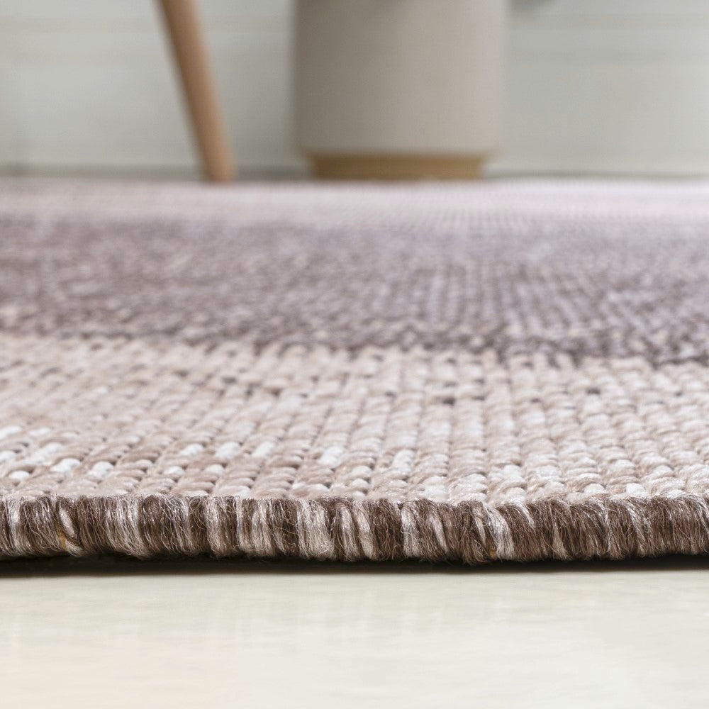 Evan Modern Rustic Organic Curve Indoor/Outdoor Area Rug - Soft Bohemian Style Jute Rug for Living Room, Bedroom, Patio & Deck Decor