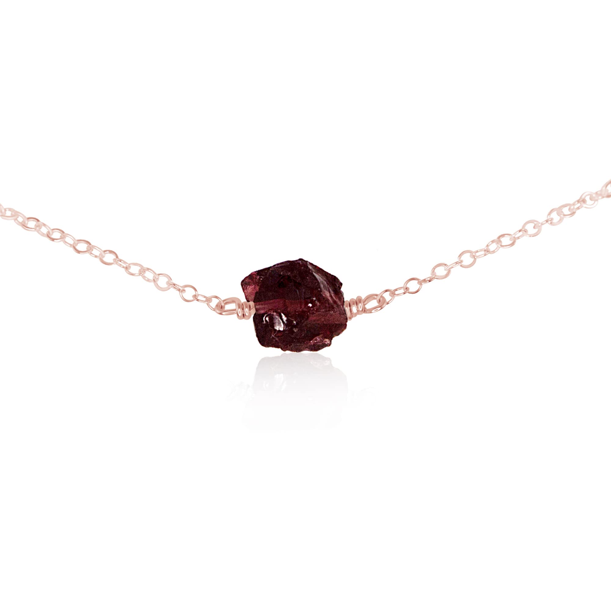14k Rose Gold Filled Garnet Raw Nugget Choker Necklace - Perfect for Boho Jewelry, Wedding Accessories & Everyday Layering