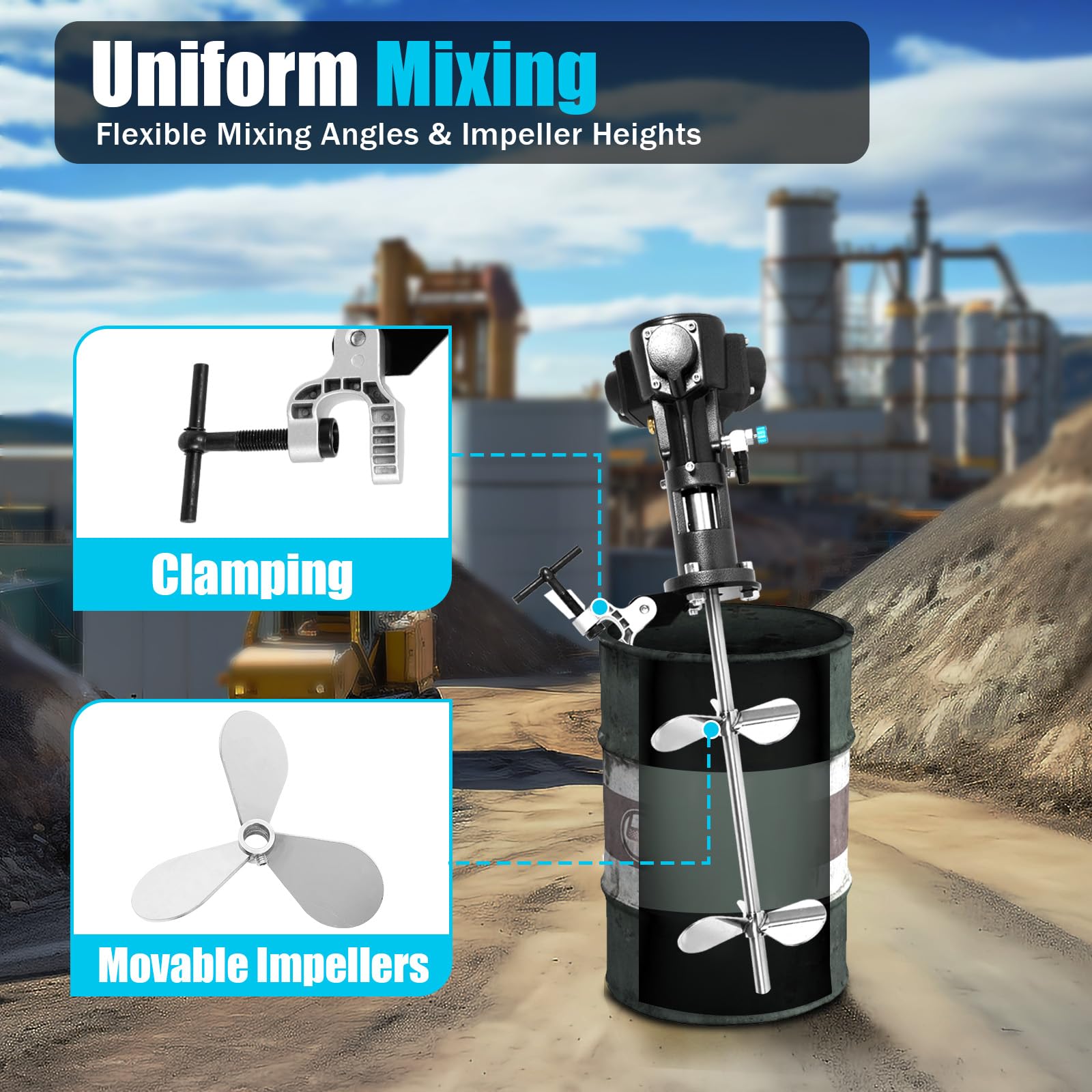 50 Gallon Stainless Steel Pneumatic Paint Mixer Machine - Automatic Coating & Ink Mixing Tool for Industrial Use (Fast US Shipping) - Perfect for Paint Shops, Auto Body Repair & Manufacturing Facilities