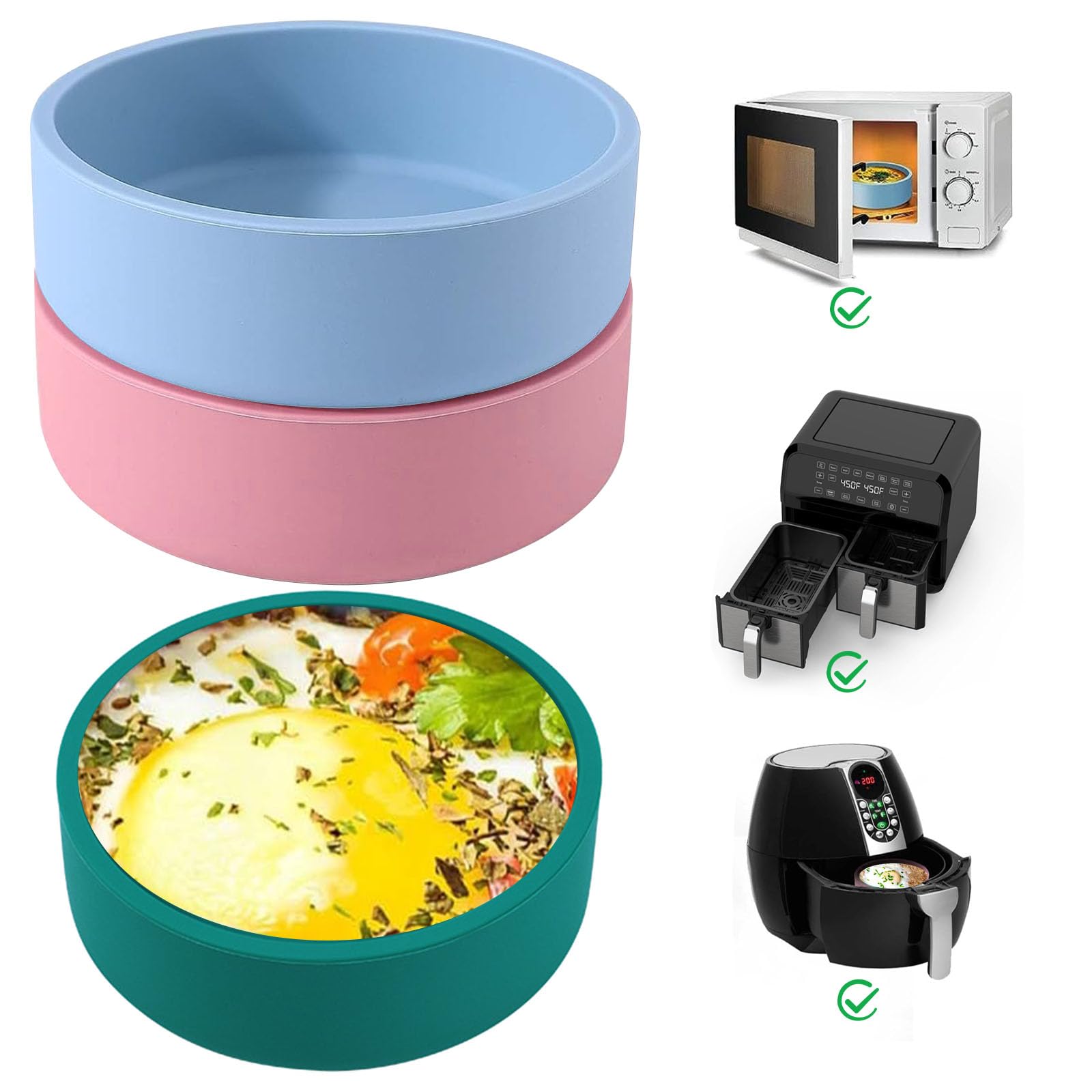 Non-Toxic Silicone Egg Bite Molds for Air Fryer - 3-Piece Reusable Microwave Egg Cooker Set | BPA Free, Dishwasher Safe & Multi-Colored | Perfect for Keto Breakfast, Meal Prep & Healthy Snacks