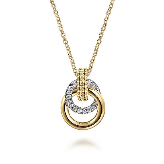 14K White & Yellow Gold Bujukan Diamond Pendant Necklace for Women - Elegant Layering Jewelry Gift for Anniversary, Valentine's Day & Special Occasions
