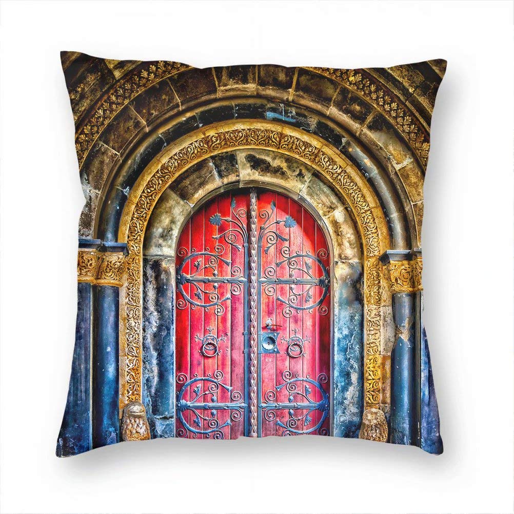 German Door Pillow Case 18x18 Inch - Decorative Cushion Cover for Sofa, Chair, Bed & Car - Living Room, Bedroom & Office Decor - KXR-2311 - Perfect for Home Styling & Gift Giving