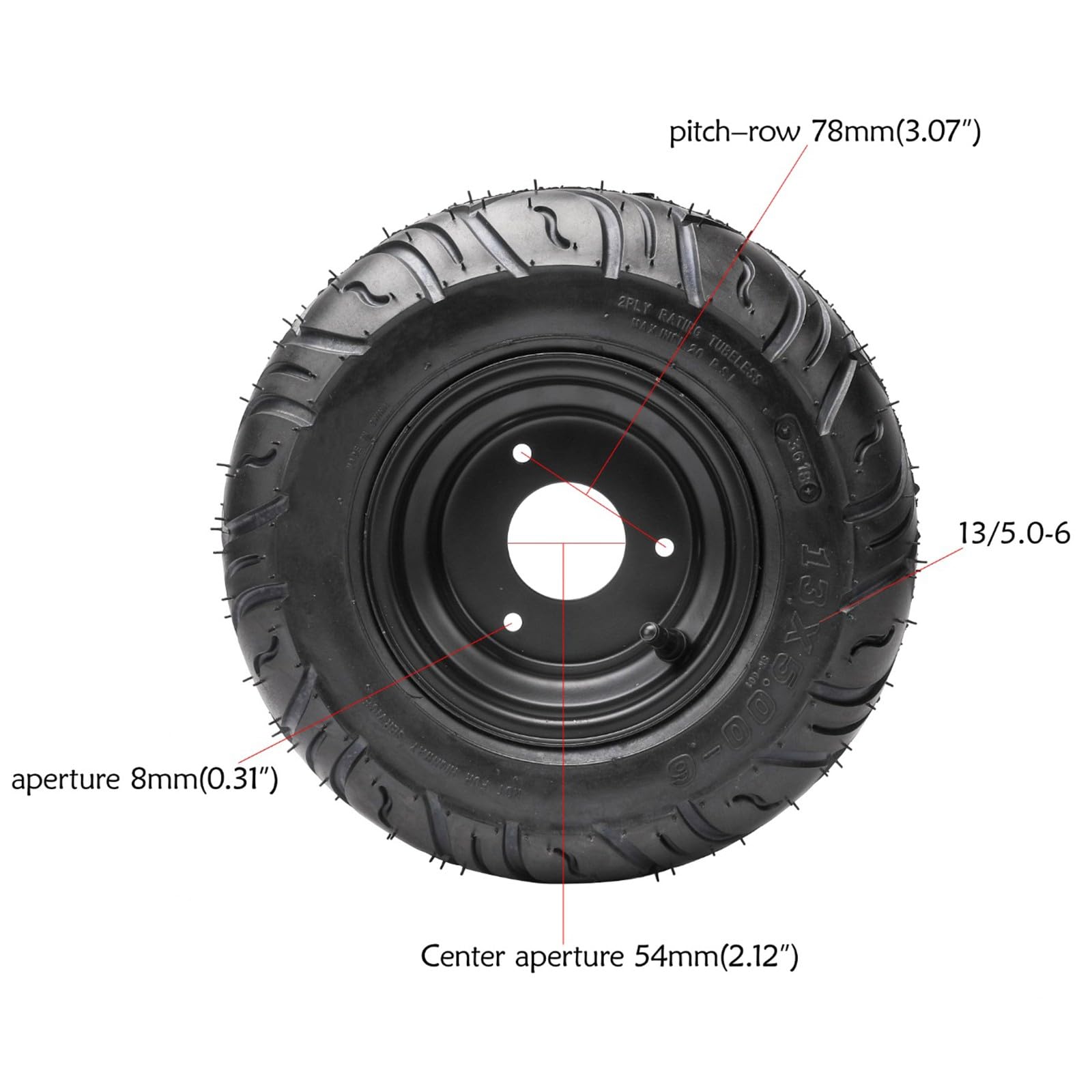 13x5.00-6 Wheels Tires with Rim Set for Go Kart, Quad, Trike, Golf Carts & 4 Wheelers - Heavy Duty Replacement Parts for Off-Road Adventures & Lawn Maintenance