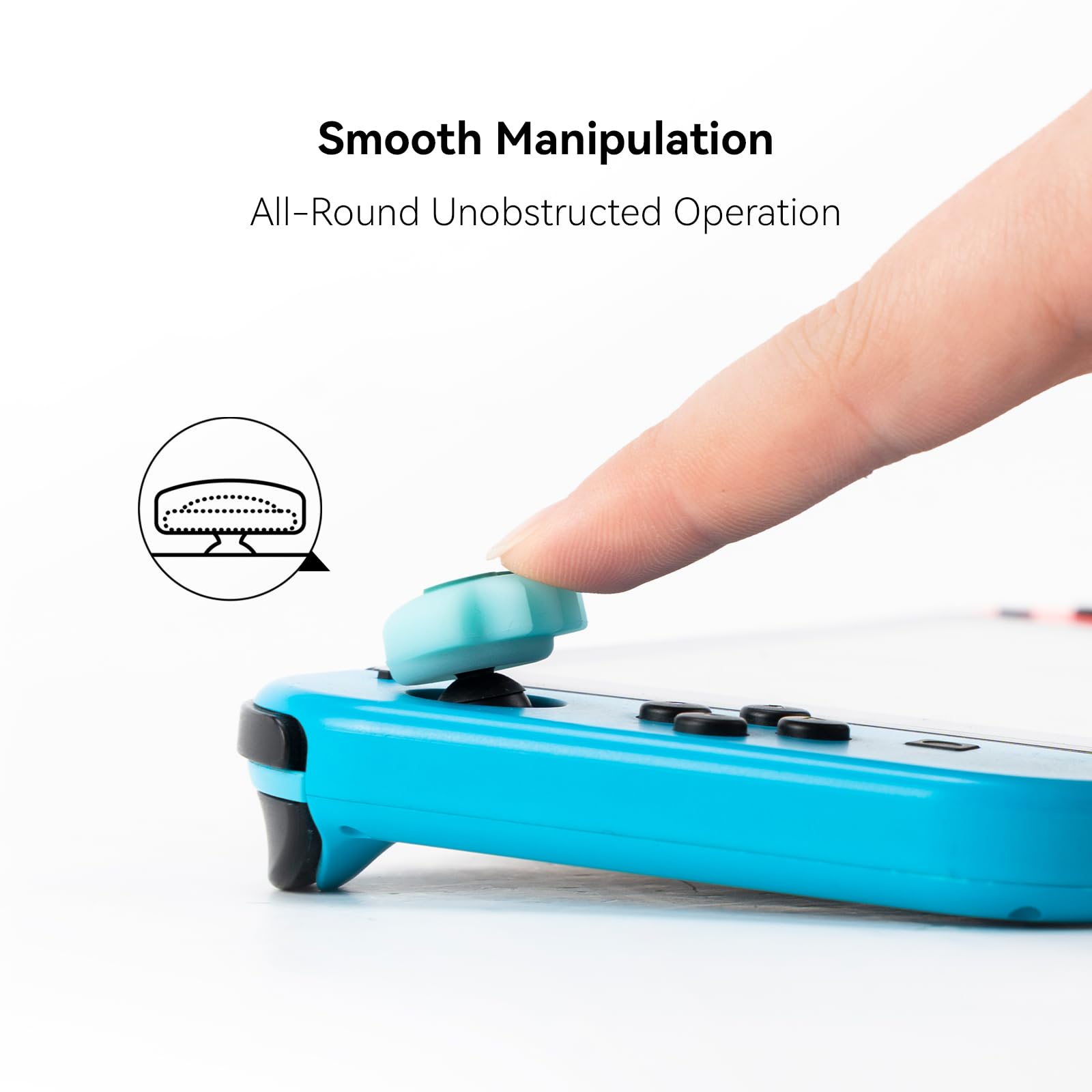 Nintendo Switch Joycon Thumb Grip Caps - Soft Silicone Joystick Cover Compatible with Switch/OLED/Lite (4PCS Squid & Octopus Luminous-Cyan&Green) - Perfect for Splatoon Gaming & Long Play Sessions
