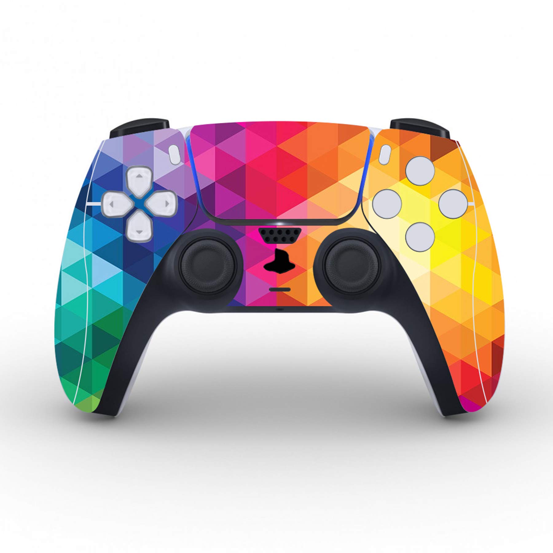 PlayVital Colorful Triangle Skin Stickers for PS5 Controller, Console Disc Edition, Charging Dock & Headset - Premium Vinyl Decals for Customization - Perfect for Gaming Setups & Personalized Gifts