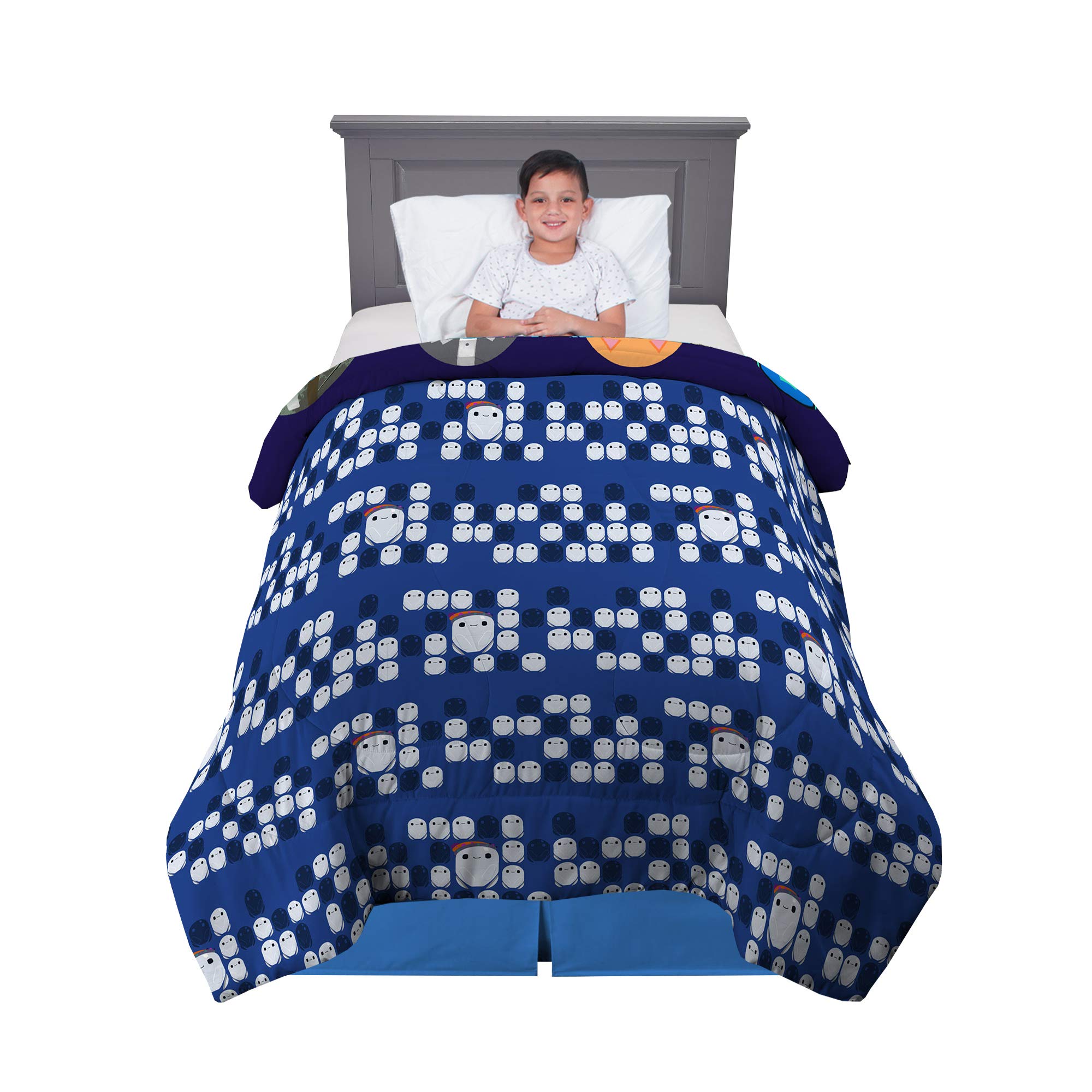 Franco Kids Bedding Super Soft Reversible Comforter Set - Twin/Full Size - Ron's Gone Wrong Themed - Cozy & Durable for Boys & Girls Bedrooms, Sleepovers, and Kids Room Decor