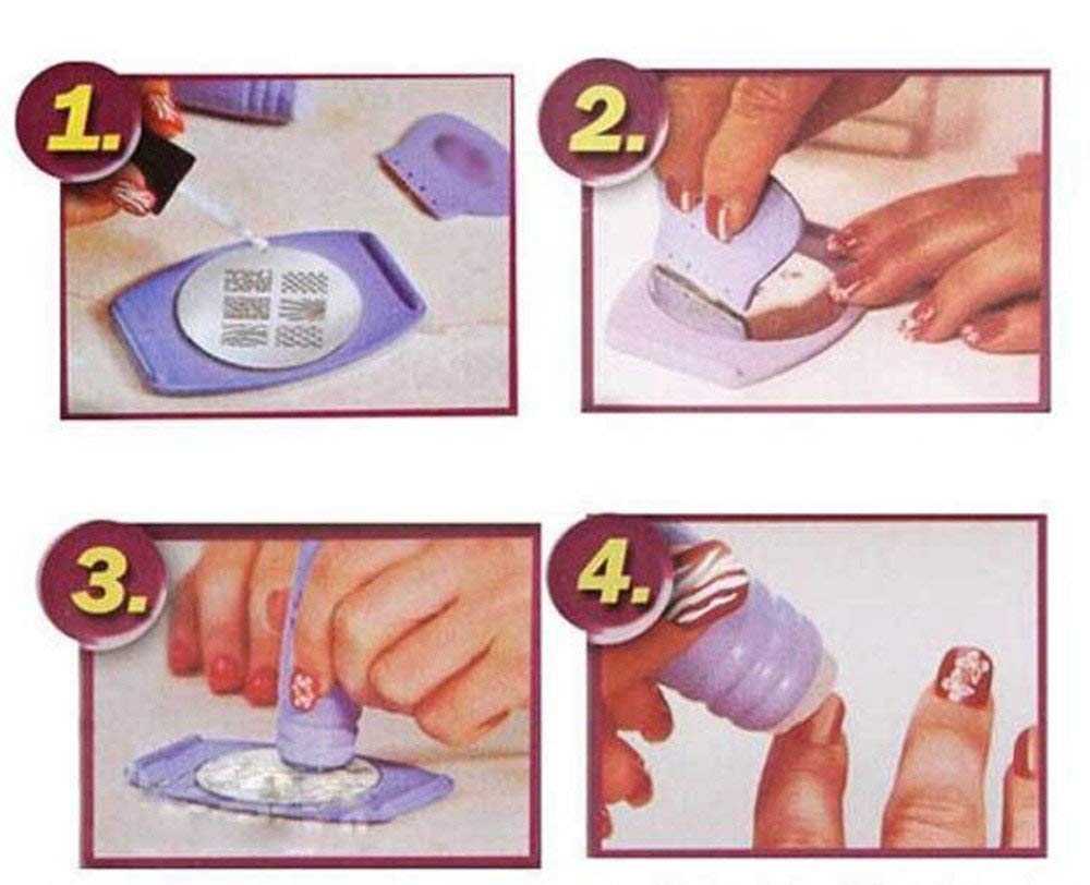 Premium Nail Stamping Kit - 5 Rectangular Steel Plates, Silicone Stamper & Scraper, Nail Polish - Professional Salon Quality Nail Art Design Set for DIY Manicures at Home, Parties & Gift Giving