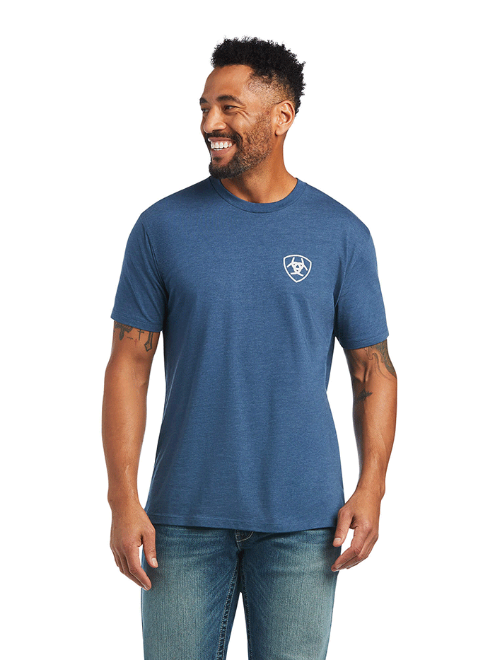 Ariat Men's Rope Shield T-Shirt - Sailor Blue Heather | Comfortable Cotton Tee for Work, Outdoor & Casual Wear