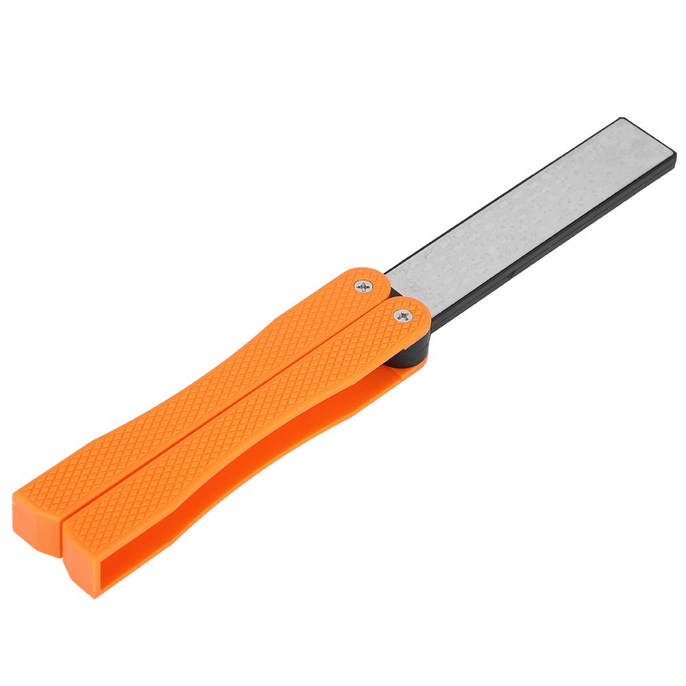 Portable Handheld Double-Sided Knife Sharpener - Garden Tool & Kitchen Knife Sharpener for Outdoor Camping, Hunting & Home Use | Durable Orange Design