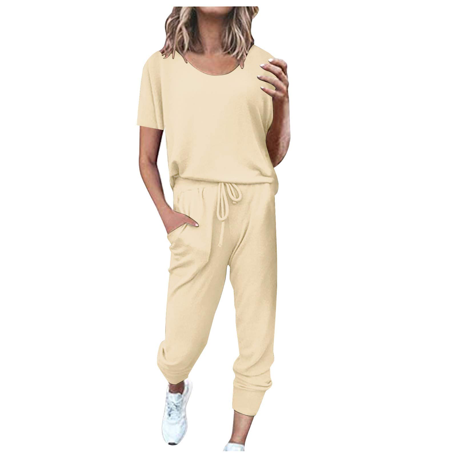 Women's 2-Piece Sweatsuit Set - Long Sleeve Pullover & Drawstring Sweatpants | Comfortable Loungewear & Sport Outfit for Yoga, Running, Gym & Casual Wear