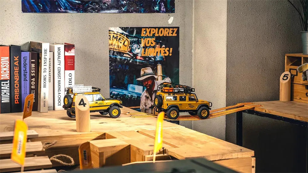 FMS FCX24M 1/24 Scale 4WD RC Rock Crawler Truck - Licensed Range Rover Camel Trophy Edition with LED Lights | 2.4G Remote Control Off-Road Vehicle for Indoor/Outdoor Crawling & Trail Adventures