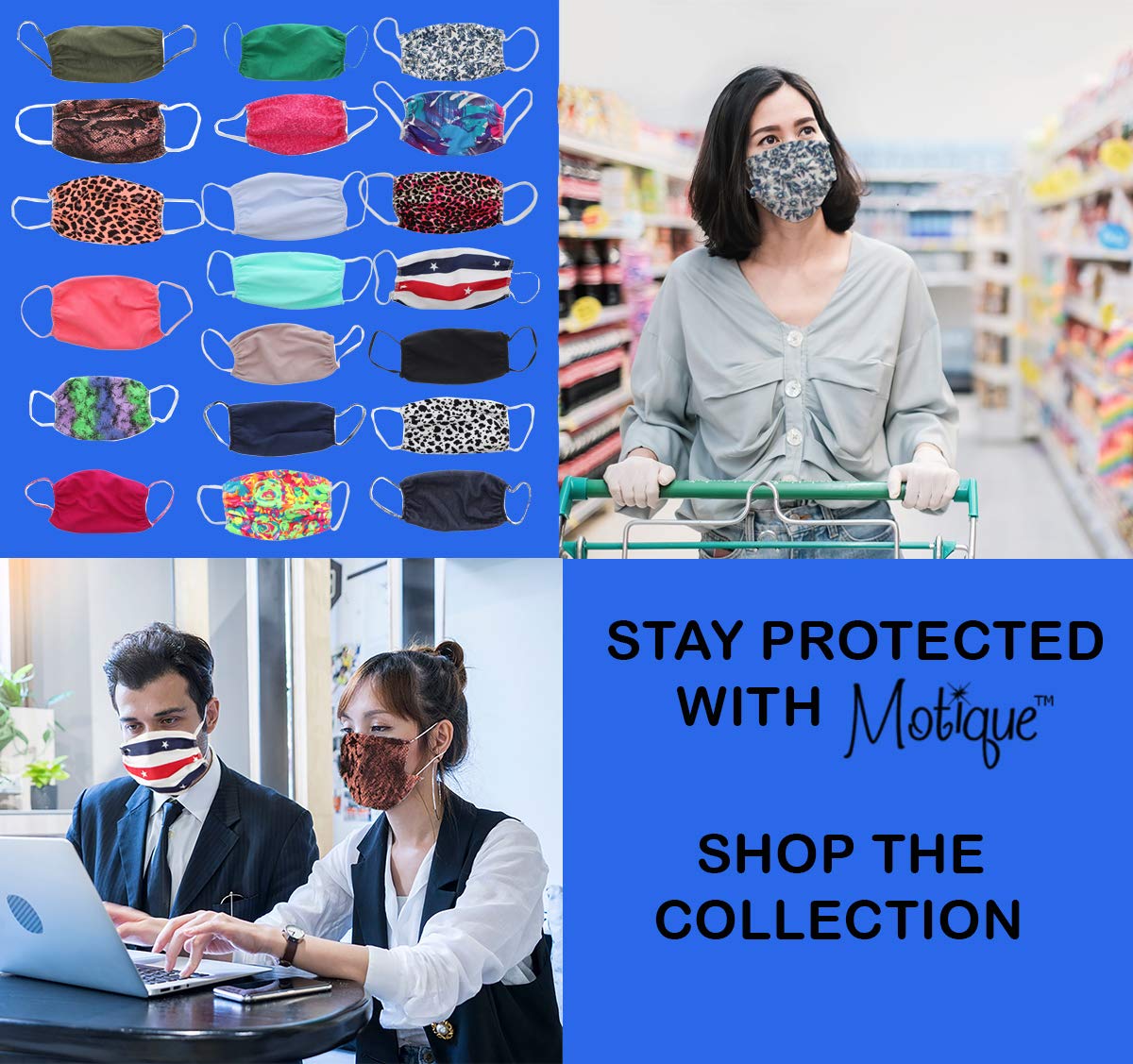 2-Ply Reusable Cotton Face Masks - Washable 3-Pack with Assorted Prints - Made in USA - Perfect for Travel, Work & Daily Protection