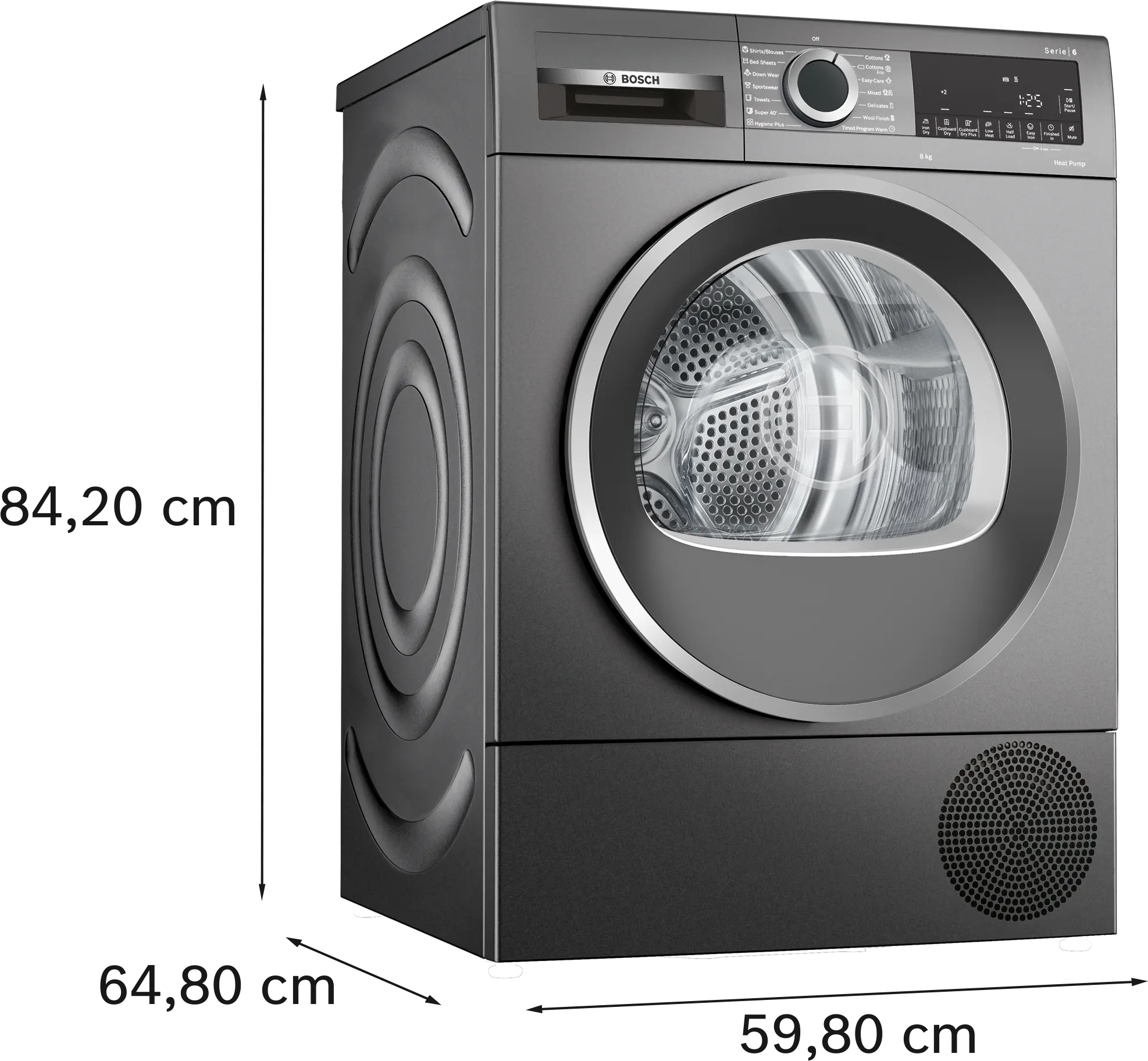 Bosch Series 6 8kg Heat Pump Dryer - Energy Efficient, Quiet, Dark Grey (WQG235DRAU) - Perfect for Small Families & Apartments