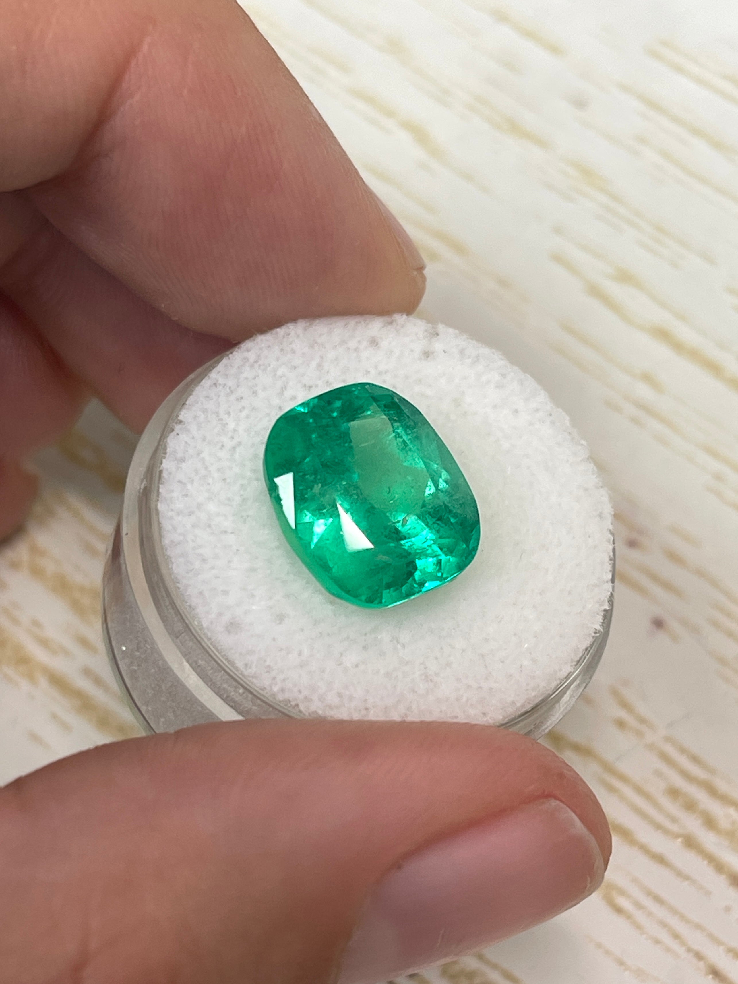 7.08 Carat 13x11mm Muzo Green Natural Colombian Loose Emerald Gemstone - Cushion Cut for Jewelry Making, Engagement Rings & Luxury Gifts