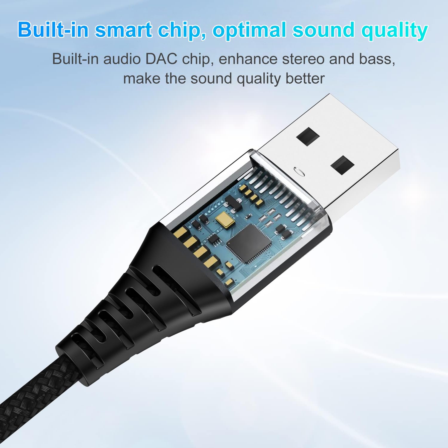 USB to 3.5mm Audio Adapter - External Sound Card USB-A to Aux Jack Converter - Compatible with PC, Mac, Laptop, PS4 & More Devices - High-Quality Stereo Audio for Gaming, Music & Calls (Black)