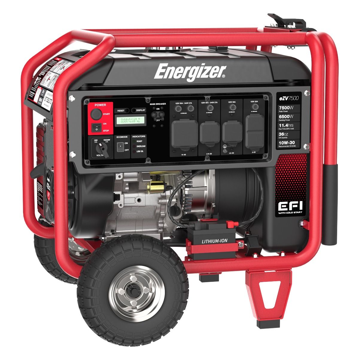 Energizer eZV7500 6500W/7500W EFI 50 Amp Inverter Generator with Electric Start - Quiet Portable Power for Camping, RV & Emergency Backup