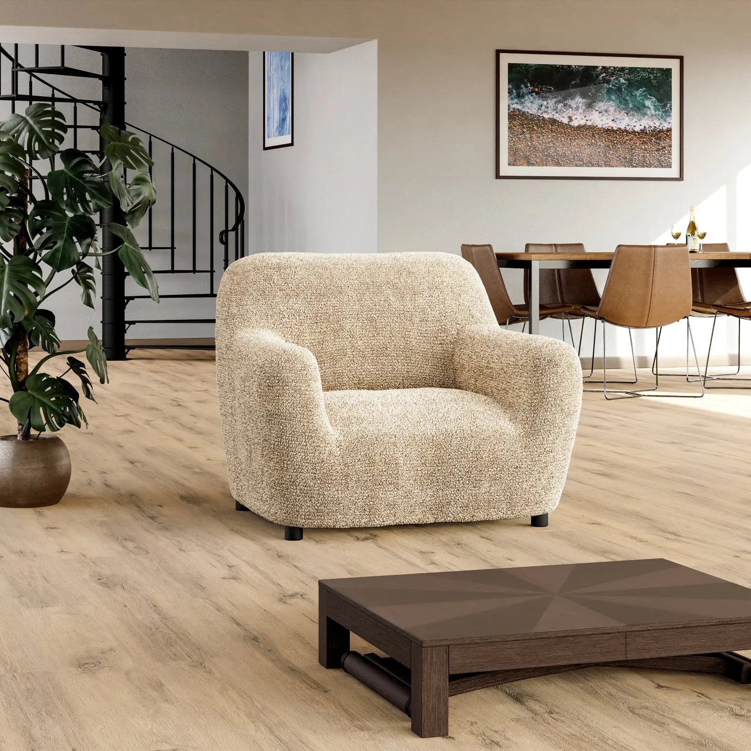 Microfiber Printed Armchair Slipcover - Stretchable Furniture Protector for Living Room, Bedroom & Office - Easy Washable Sofa Cover for Home Decor