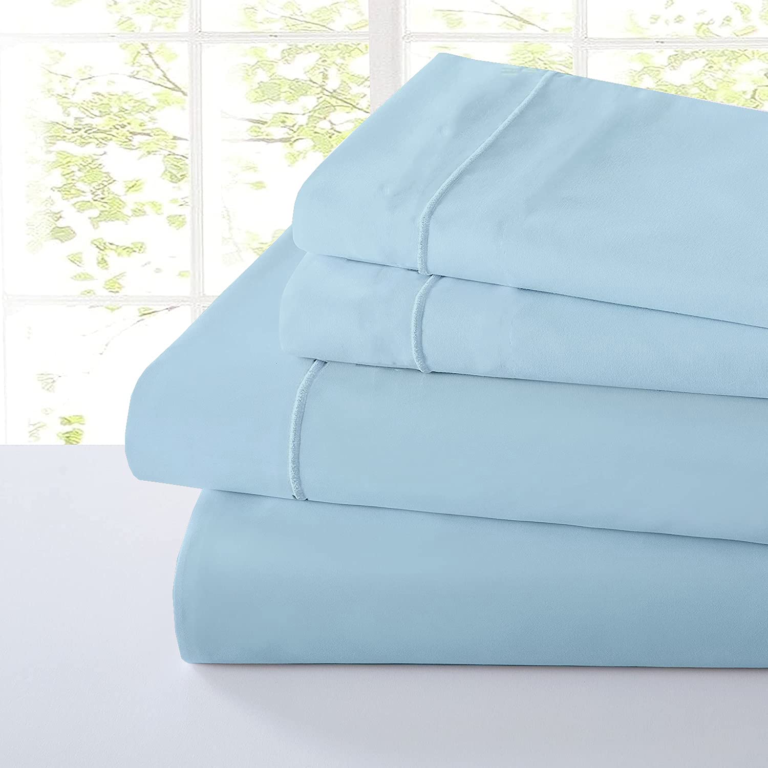 Queen Size Sheet Set - 4 Piece 1800 Thread Count Luxury Bed Sheets - Ultra Soft Brushed Microfiber, Deep Pocket, Wrinkle Free & Breathable - Light Blue - Perfect for Master Bedroom, Guest Room or Dorm