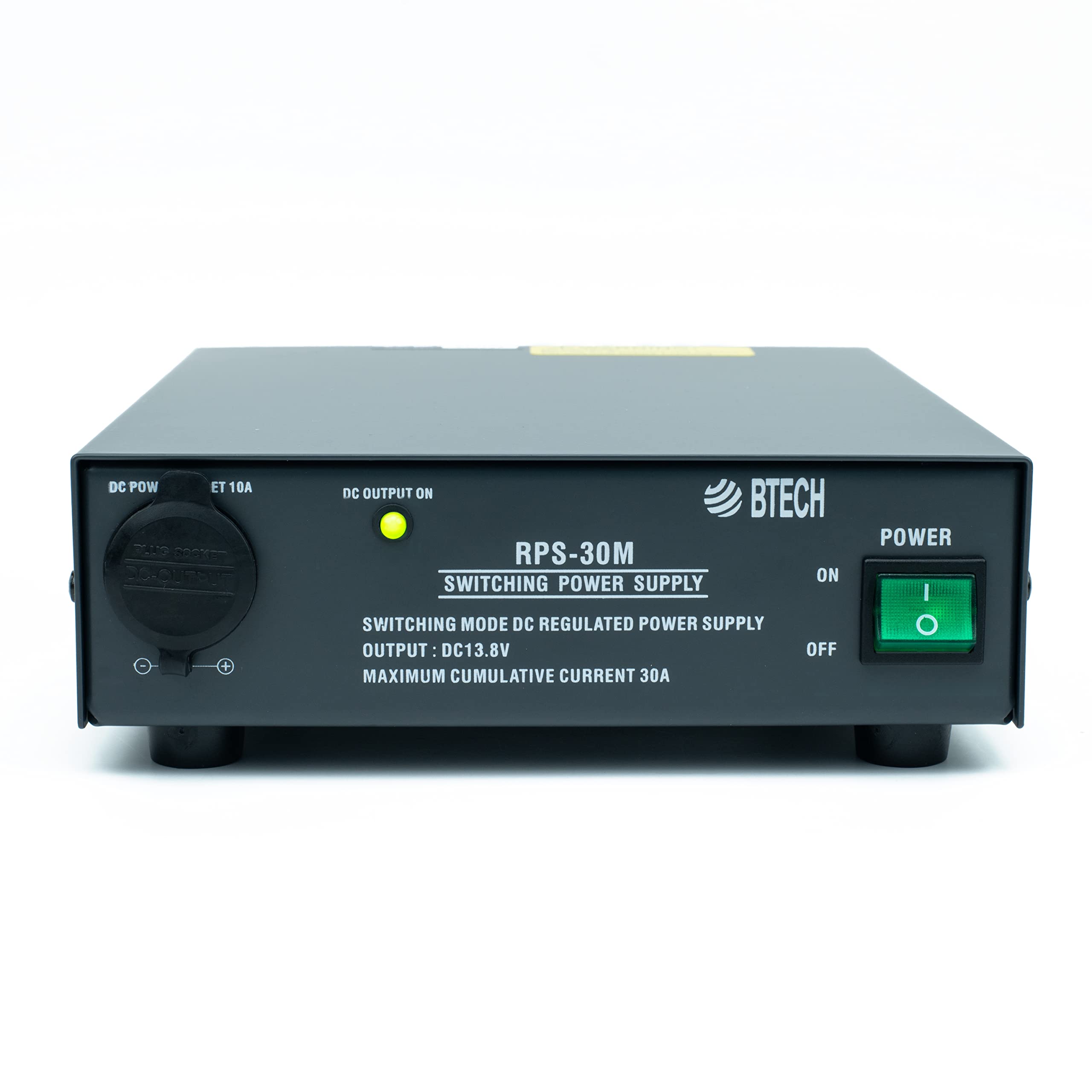 BTECH RPS-30M 30A Compact Regulated Bench Power Supply - 13.8V AC/DC Converter with Screw Terminals & Cigarette Lighter Plug for Car Audio, Ham Radio & Electronics Testing