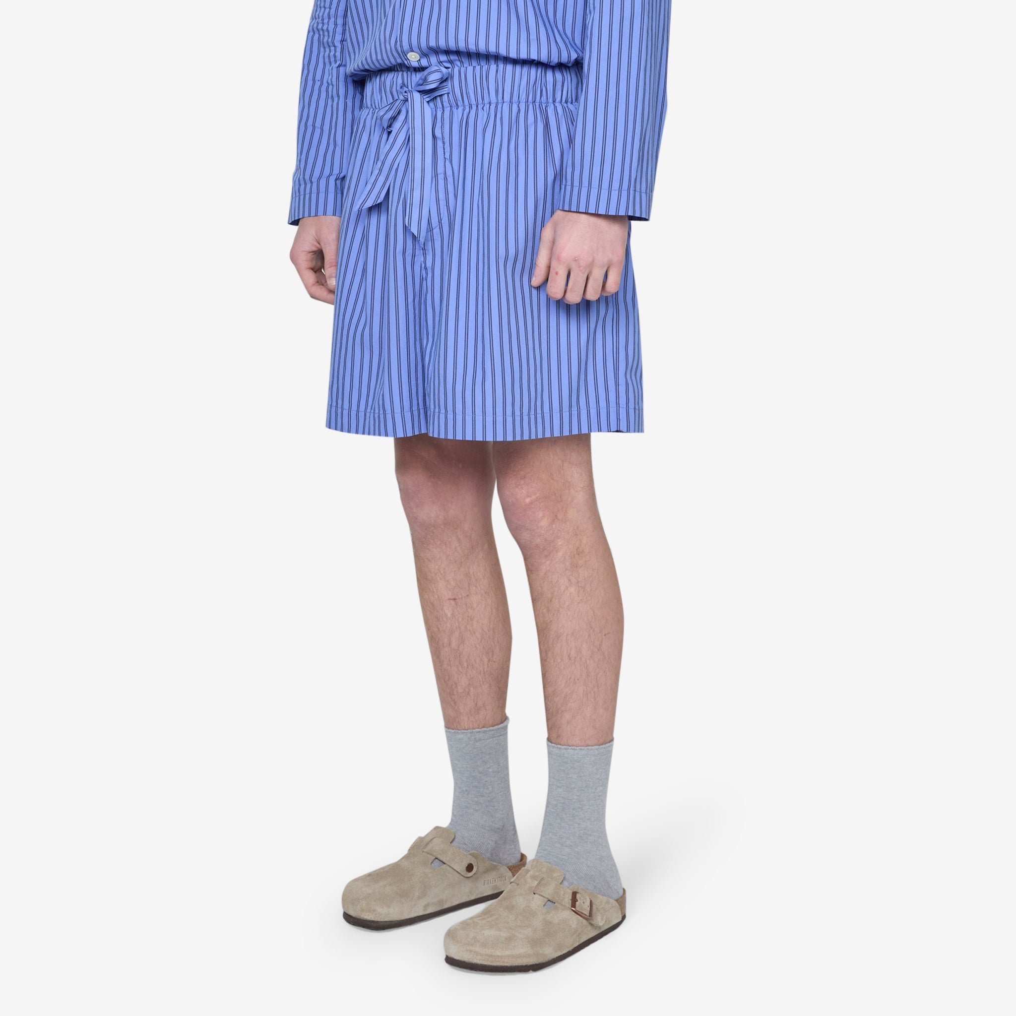 Cotton Poplin Pajama Shorts for Women - Boro Stripes Sleepwear Set - Comfortable & Breathable Nightwear for Summer & Lounge Wear