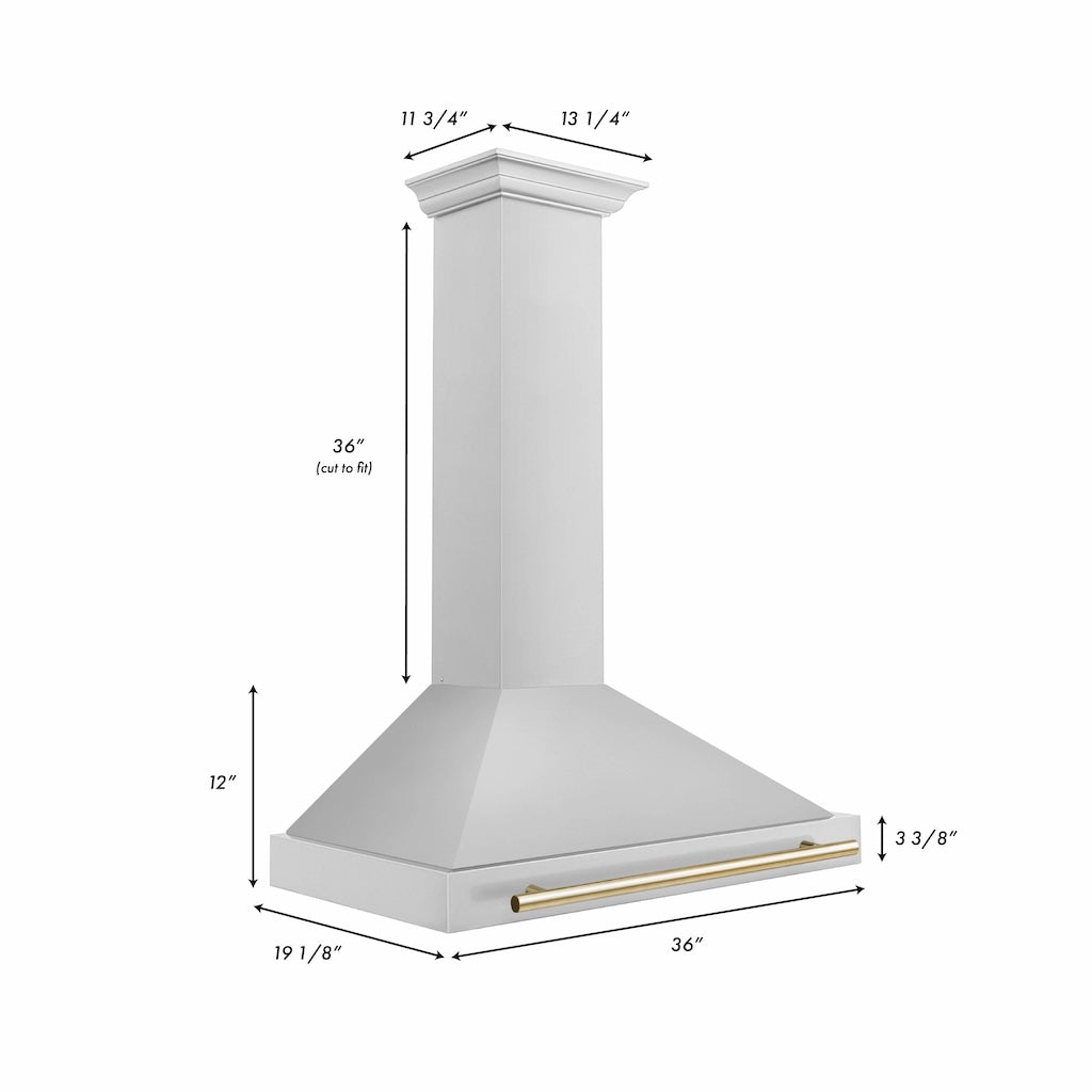 ZLINE KB4STZ G Autograph Edition Convertible Stainless Steel Range Hood with Polished Gold Accents - Professional Kitchen Ventilation for Modern Homes