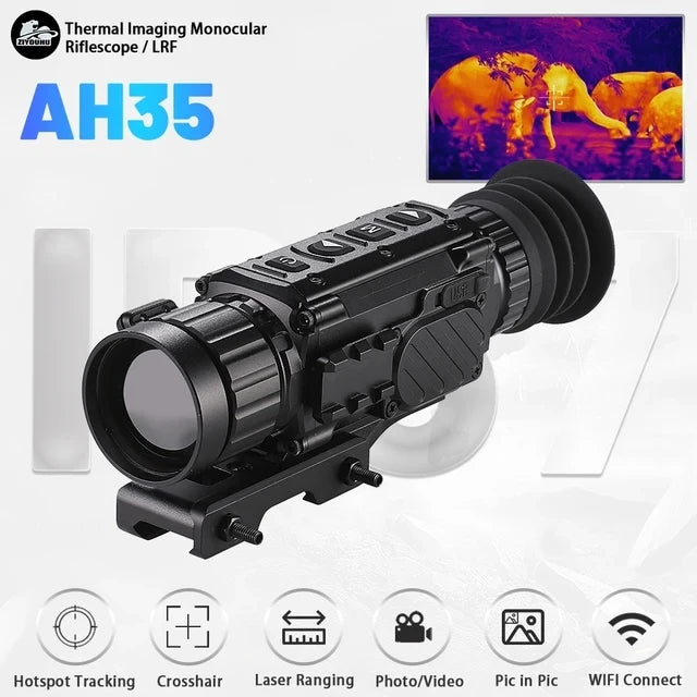 Thermal Imaging Monocular with Laser Rangefinder - IP67 Waterproof, Pseudo Color & Heat Detection - Perfect for Hunting, Wildlife Observation, and Security Surveillance
