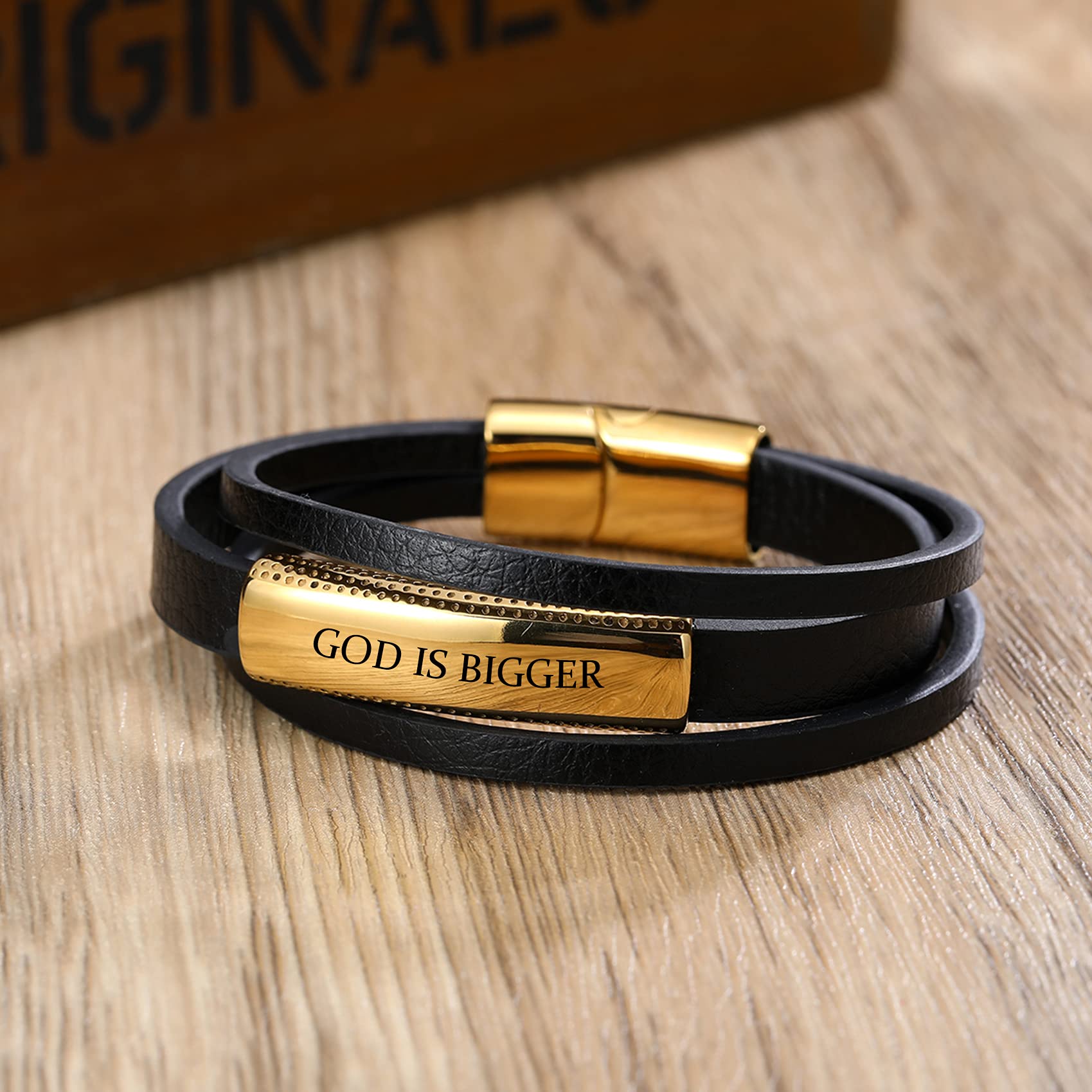Custom Engraved Leather Bracelets for Men - Personalized Name Beads for Dad, Son, Boyfriend & Husband | Durable & Stylish Men's Jewelry Gift for Anniversary, Birthday & Father's Day