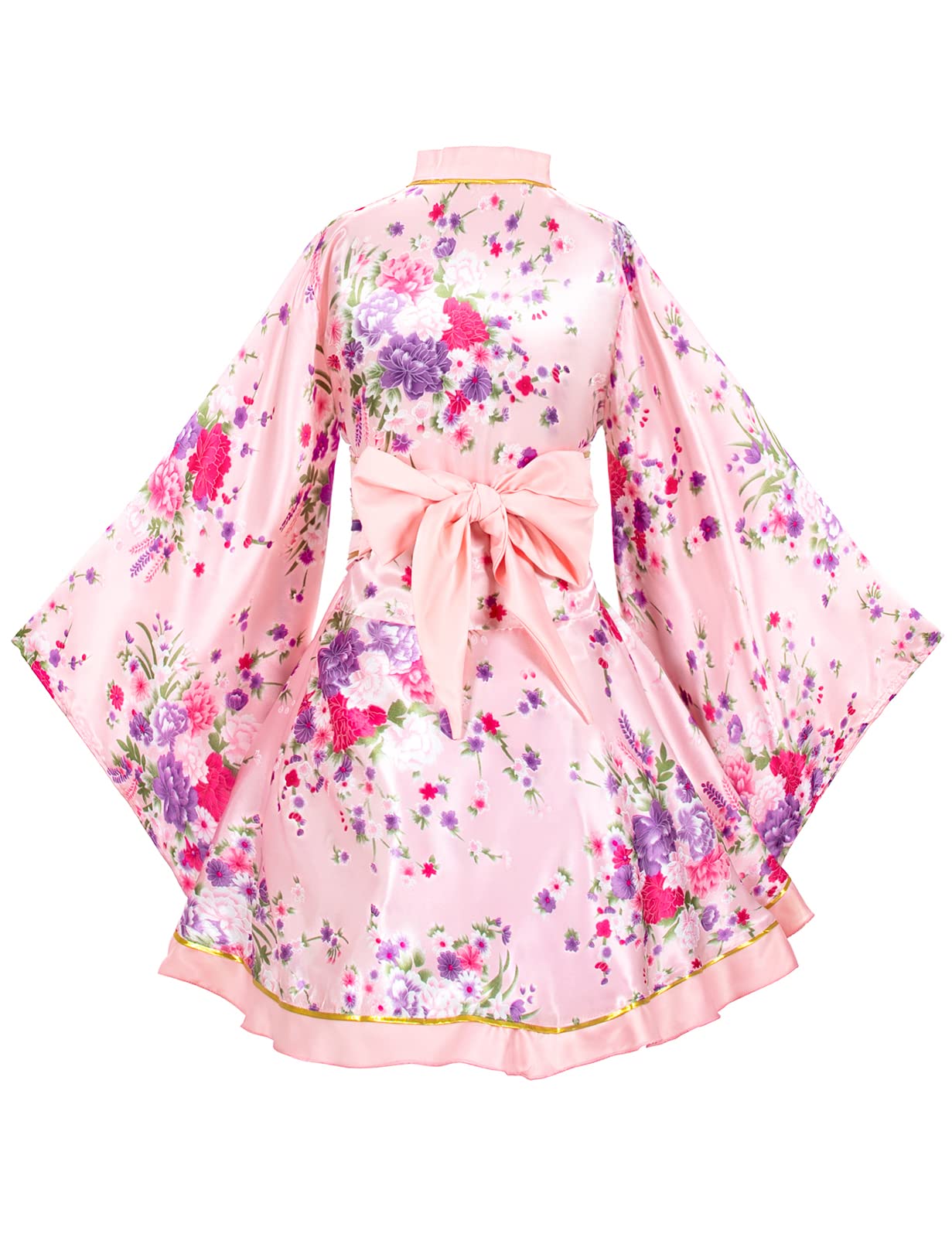 Japanese Anime Women's Dance Kimono Robe Costume Set with Silk Folding Fan, Tabi Socks & Hair Sticks - Traditional Cosplay Outfit for Halloween, Stage Performances & Themed Parties