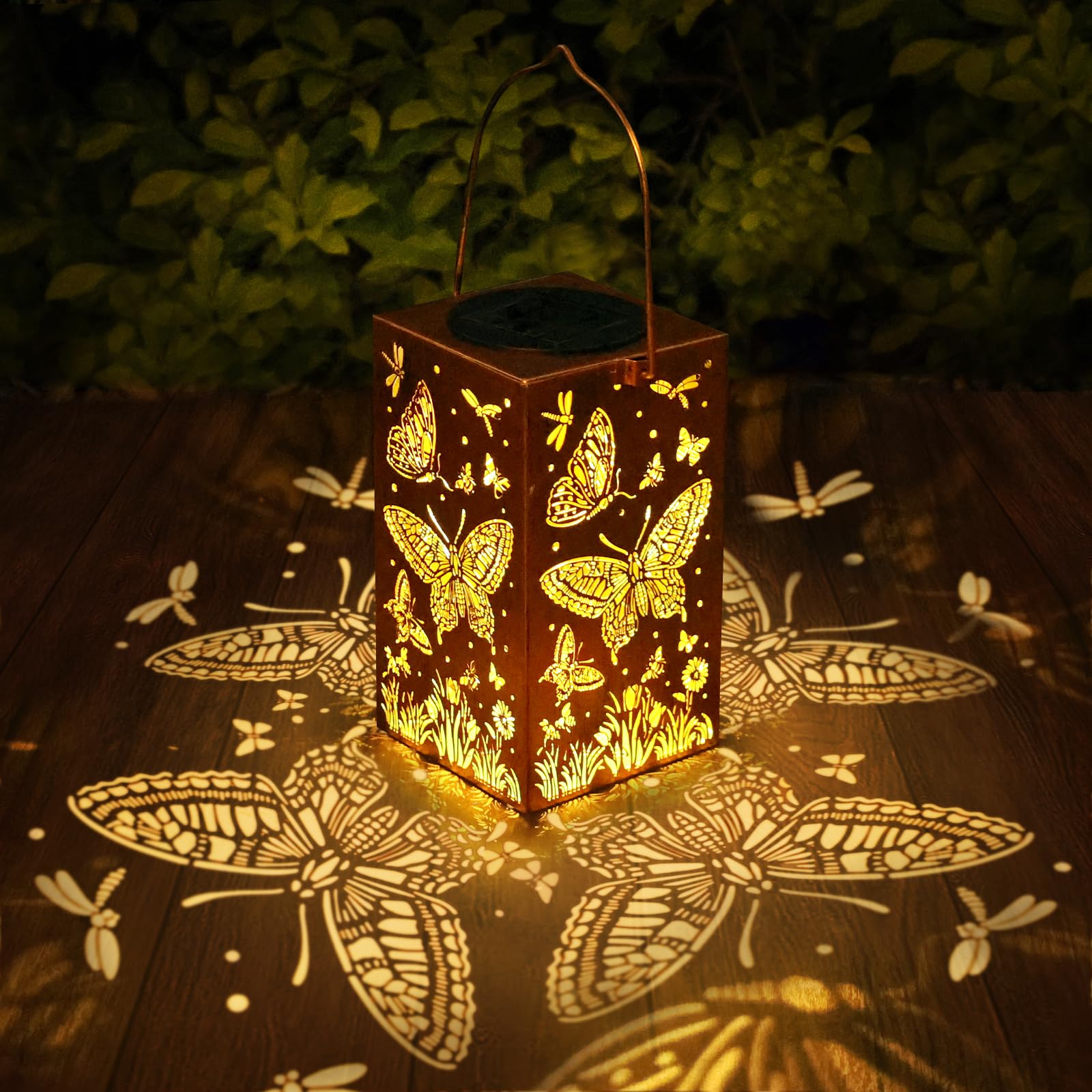 Solar Powered Hanging Lanterns - Waterproof LED Outdoor Lights with Butterfly Design for Garden, Patio, Balcony & Deck | Durable Metal Decorative Lighting for Women & Mom | Perfect Christmas Gift & Home Decor