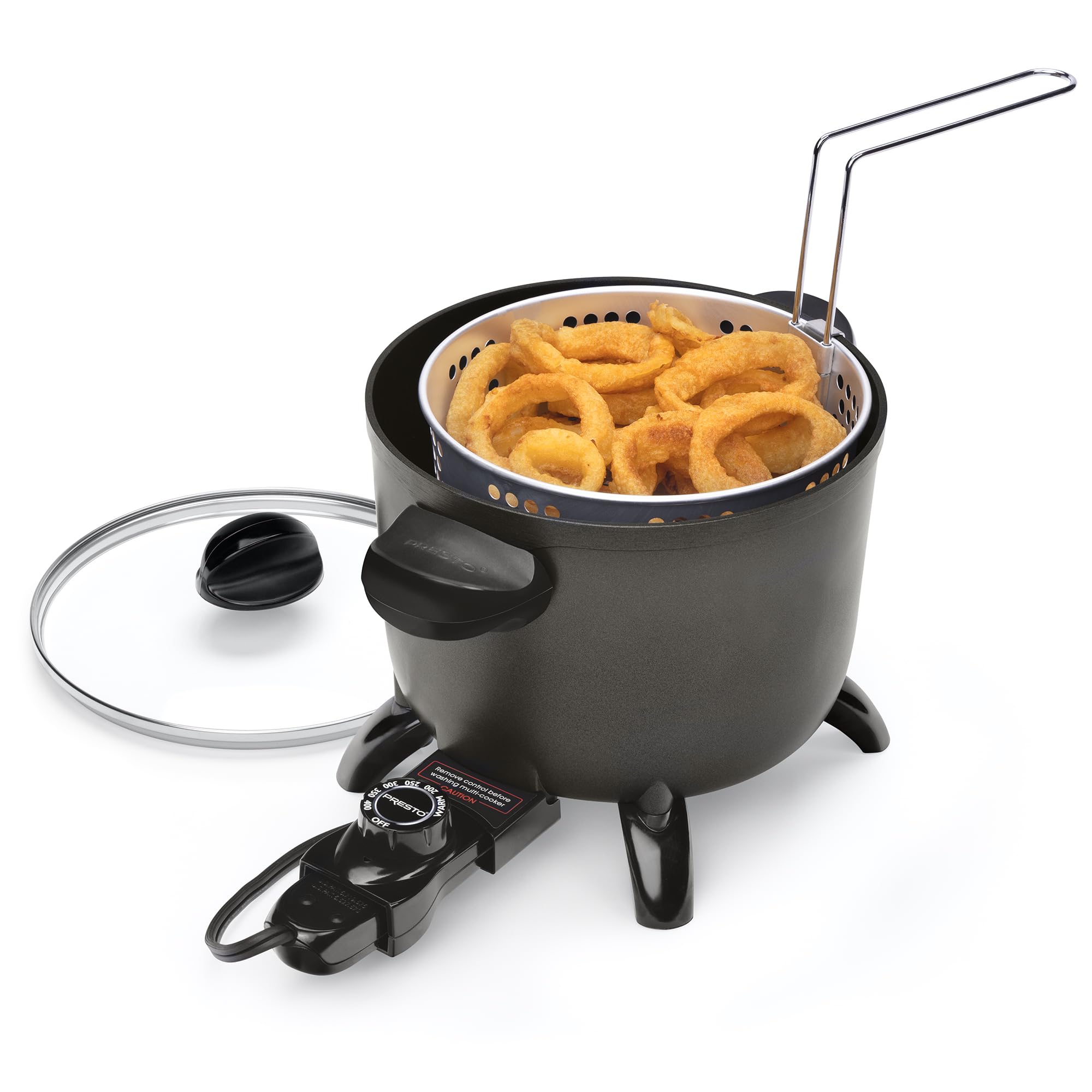 Presto 06006 Electric Multi-Cooker & Steamer - 6 Quart Stainless Steel Kitchen Kettle for Boiling, Steaming & Slow Cooking - Perfect for Soups, Rice, Vegetables & Meal Prep (Black)