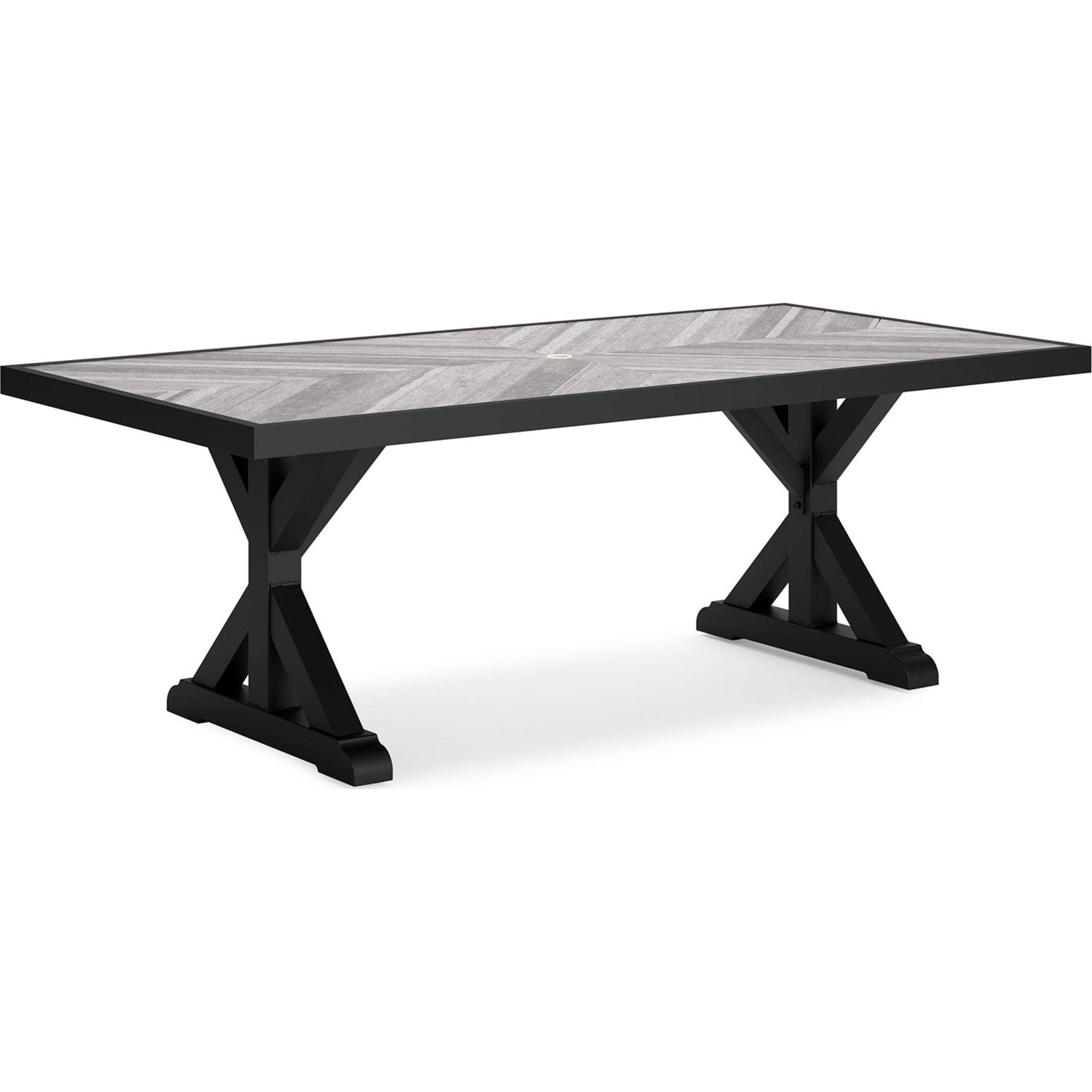 Beachcroft Outdoor Rectangle Dining Table - Waterproof & Rust-Resistant, Black/Light Gray - Perfect for Patio, Garden, and Backyard Dining