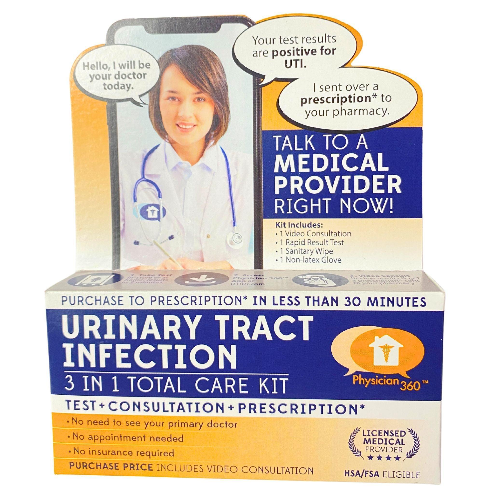 Physician 360 UTI Relief Kit - 3-in-1 Complete Urinary Tract Infection Treatment (23 Pieces) for Women & Men - Home Care, Travel & Emergency Use