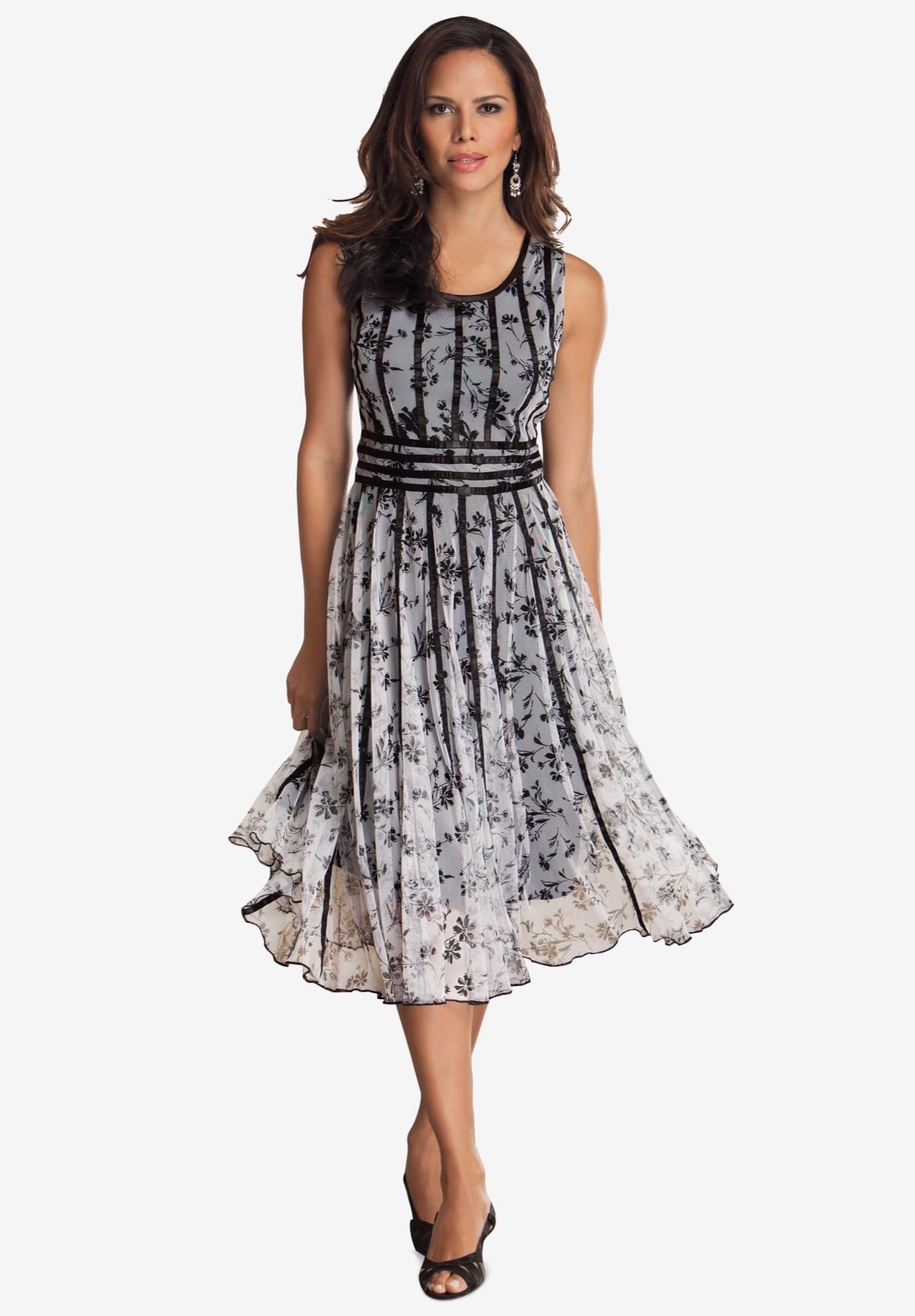 Romantic Plus Size Printed Empire Waist Dress for Women | Flowy Midi Dress for Casual Wear, Parties & Special Occasions