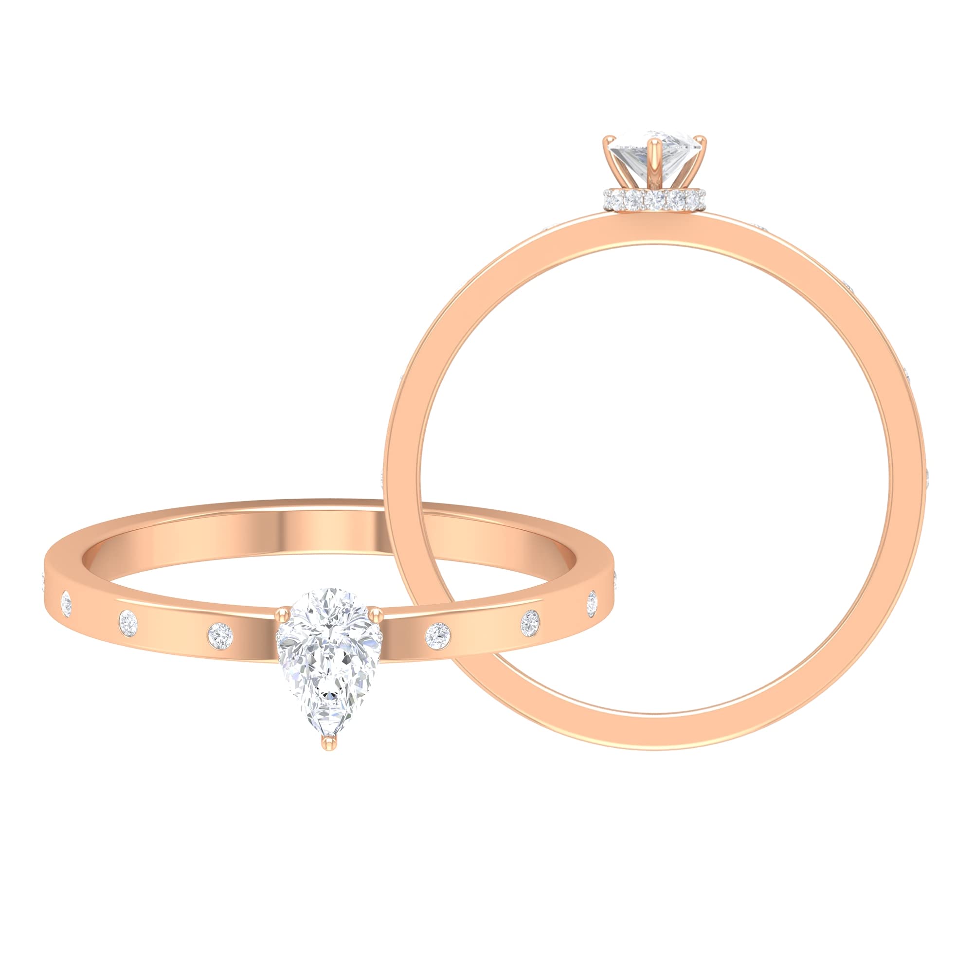 0.50 CT Natural Diamond Solitaire Engagement Ring for Women - Pear Cut, April Birthstone, 14K Solid Gold - Perfect for Proposals, Anniversaries & Special Occasions