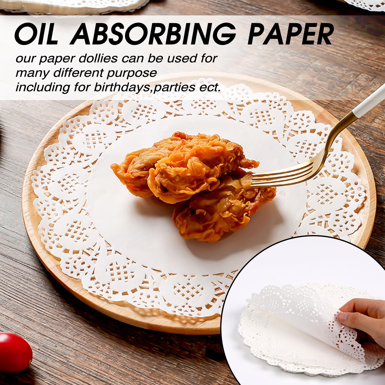 7 Inch White Lace Paper Doilies - 150PCS Round Disposable Cake & Buffet Doilies for Wedding, Party, Dessert Table Decorations - Perfect for Cake Stands, Cupcake Liners, and Food Presentation